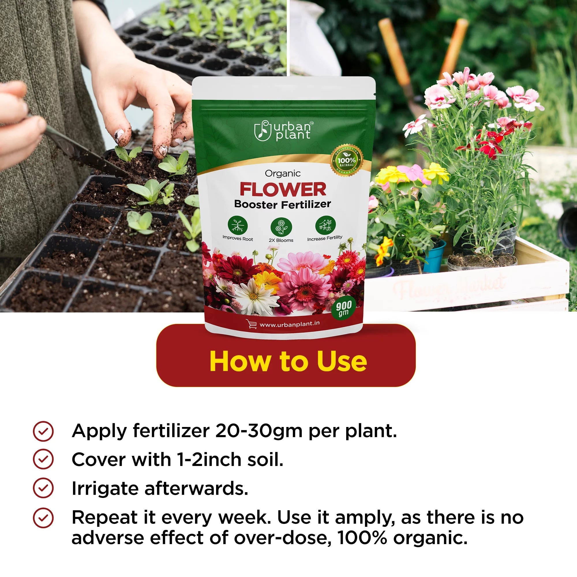 Flower Booster Fertilizer for Rose Plants 900g Potting Mix Urban Plant
