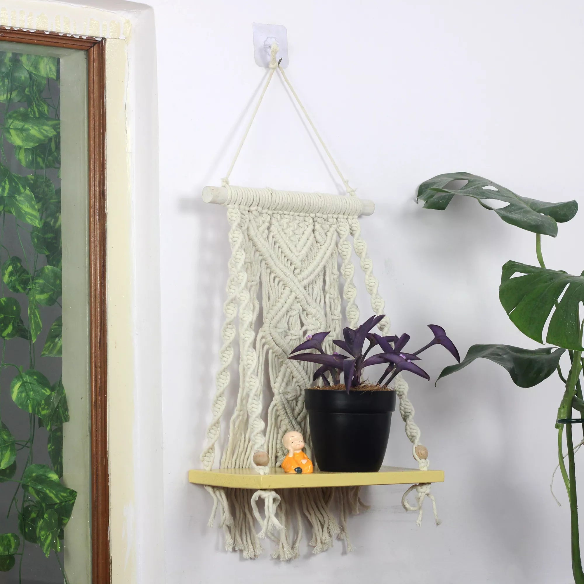 Sleeky Wood Macrame Plant Hanger Hanging Planter Urban Plant