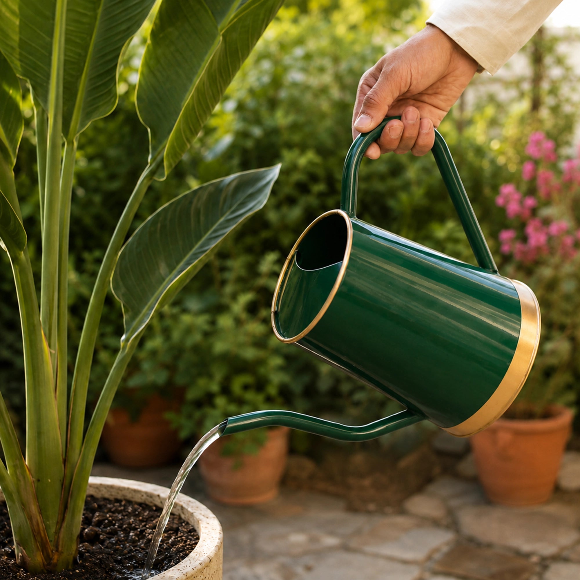 Urban Plant Metal Watering Can - 1.5 L for plants in green color