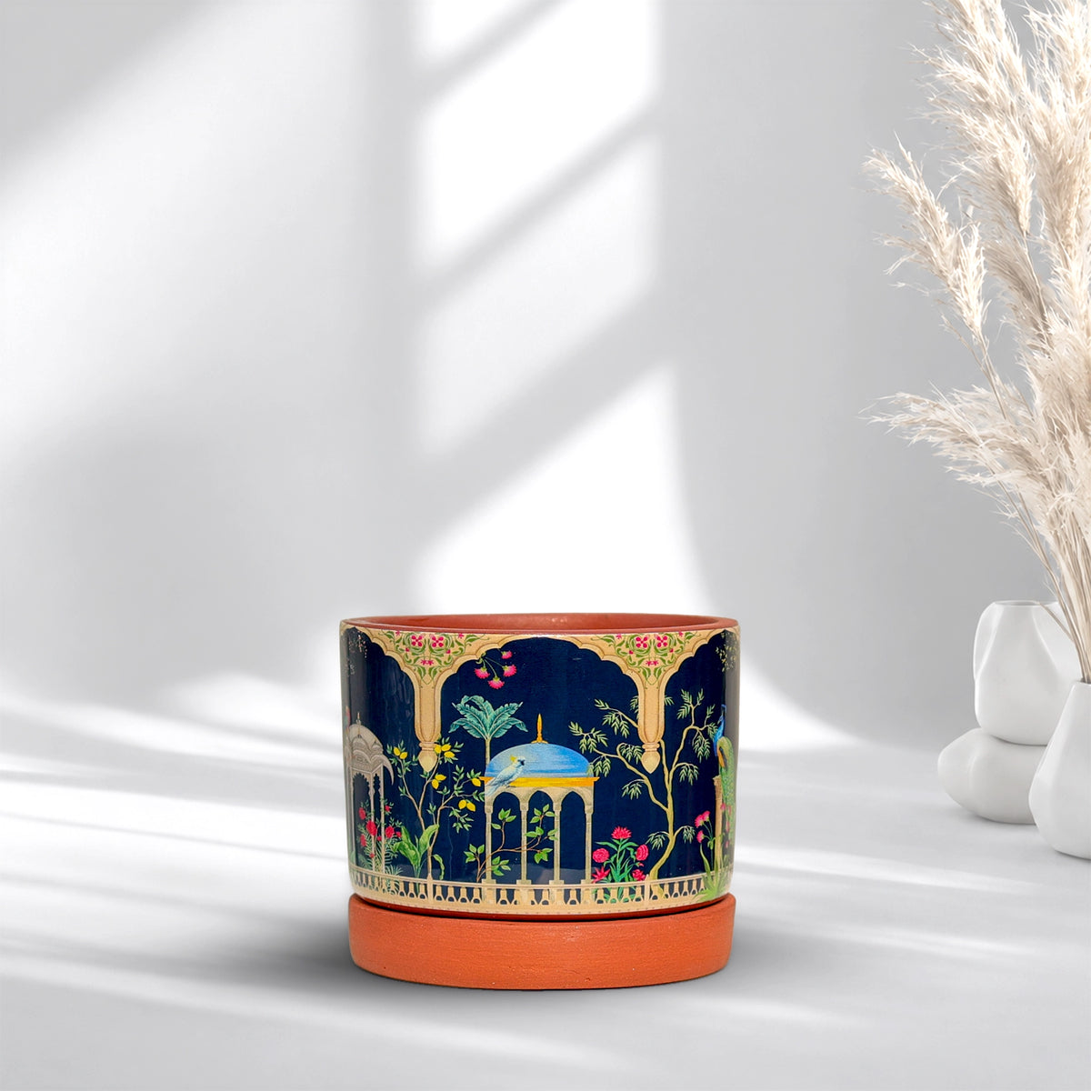 Riyasat 3D Terracotta Pot With Saucer