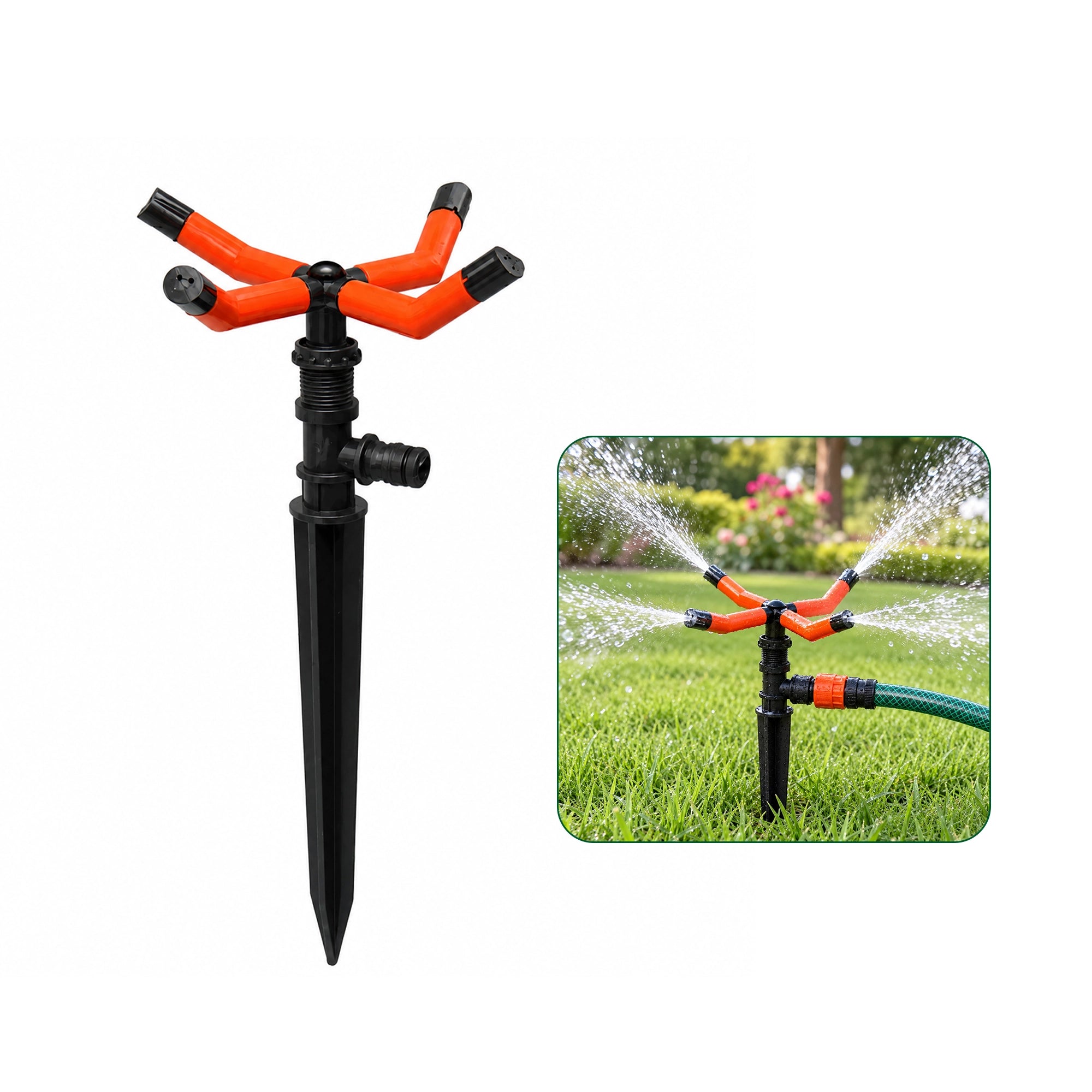 Urban Plant 360° Rotary Sprinkler | 4-Arm Ground Spike