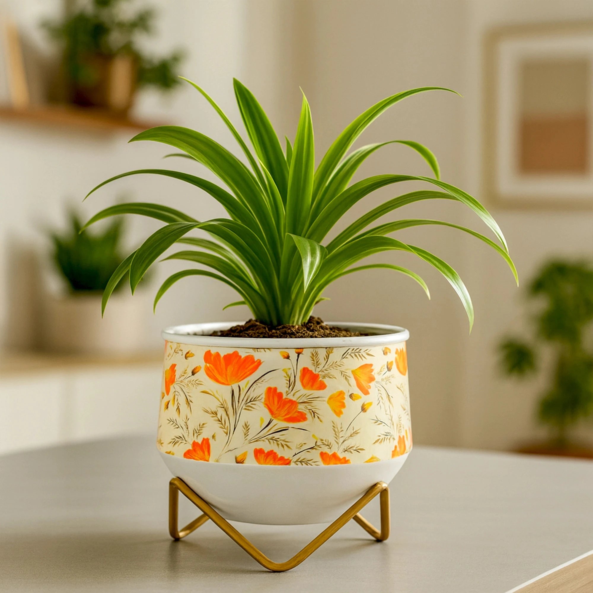 Caramel Metal Planter Metal Planter Urban Plant Orange Flowers