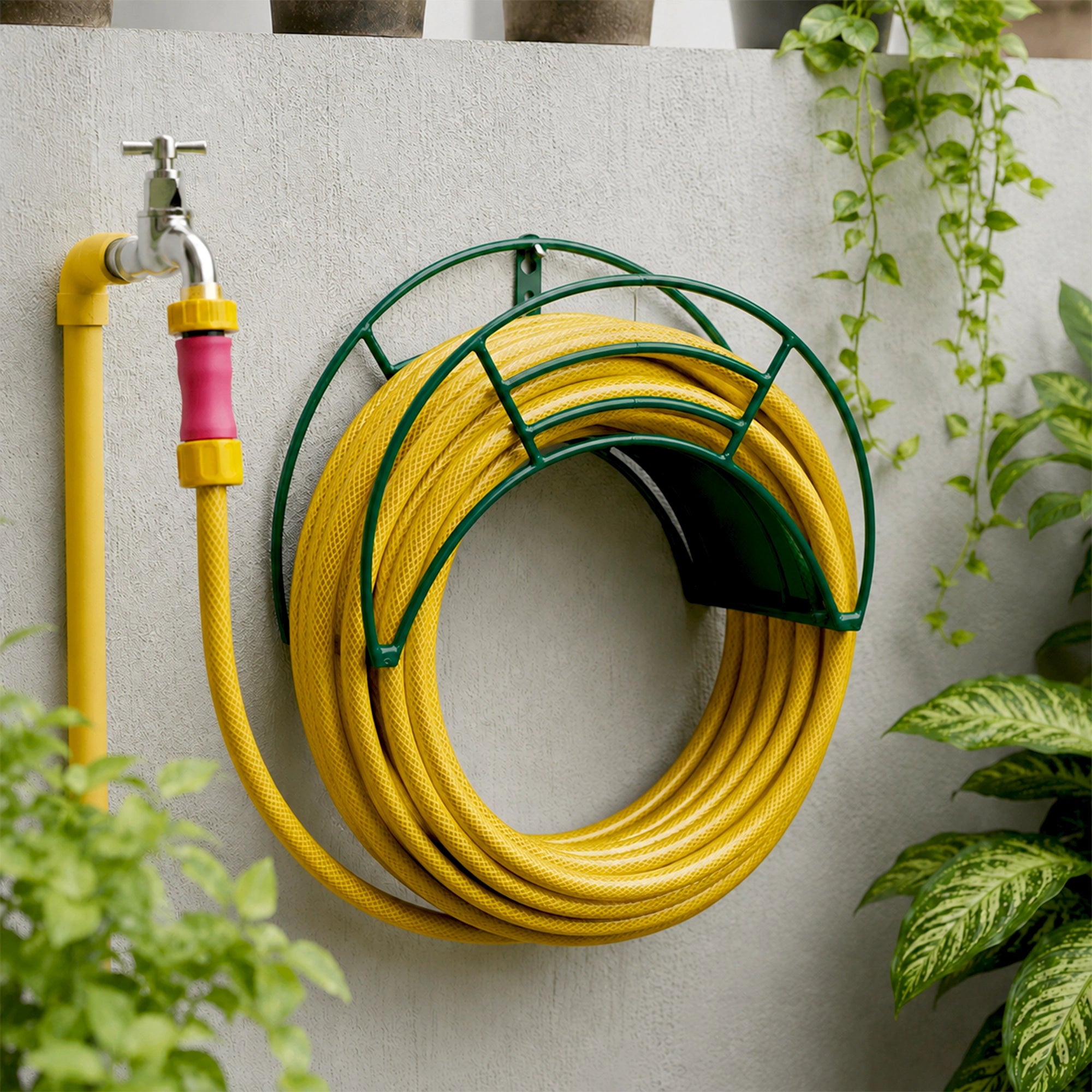 Urban Plant Wall Mount Garden Hose Hanger (Green)