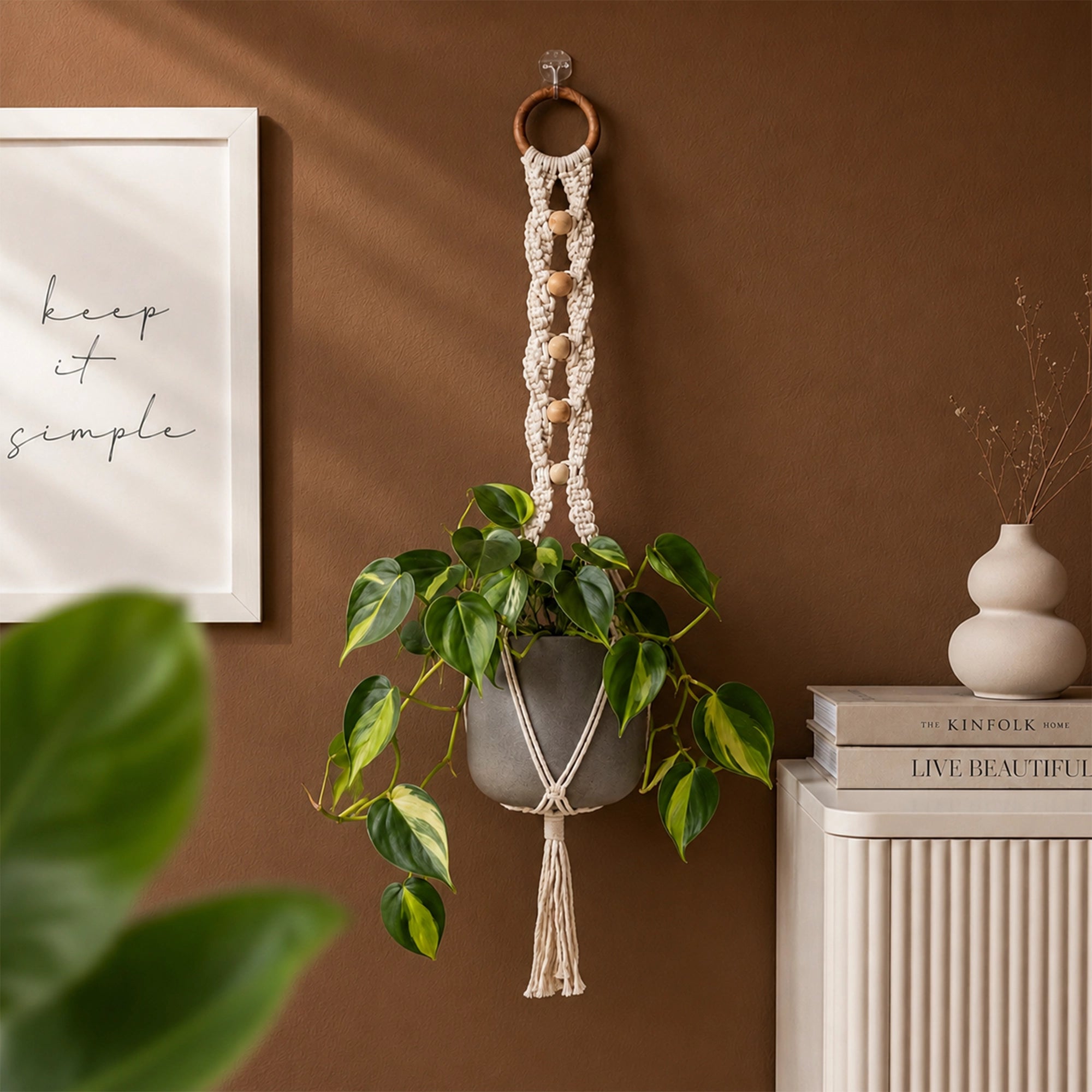 Urban Plant Woody Wood Macrame Plant Hanger