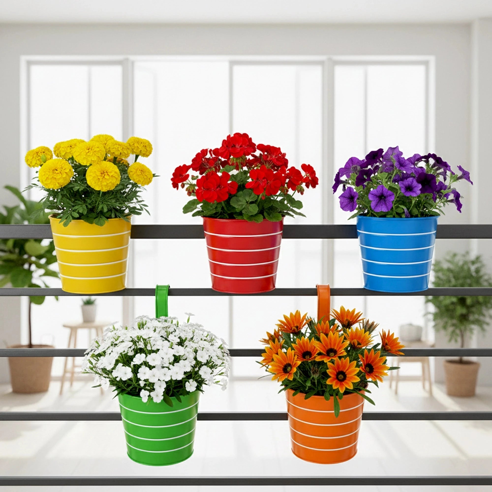 Chromix Metal Planters - (Set of 5) Hanging Planter Urban Plant