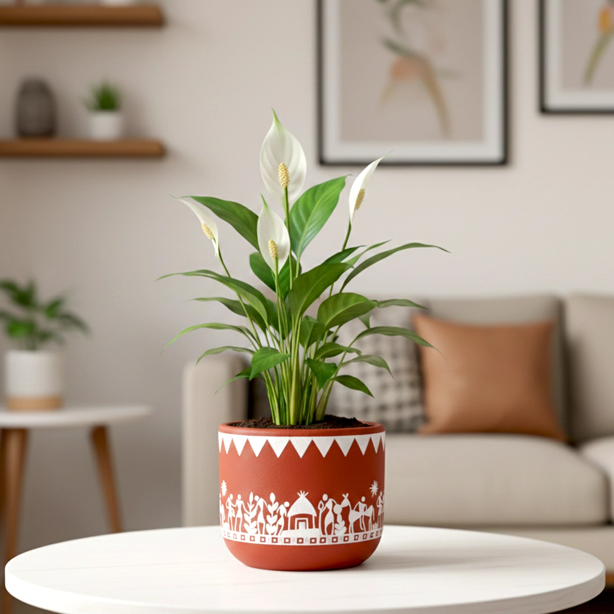 Virasat Terracotta Pot – Hand-Painted Tribal Design Planter for Indoor & Tabletop Plants