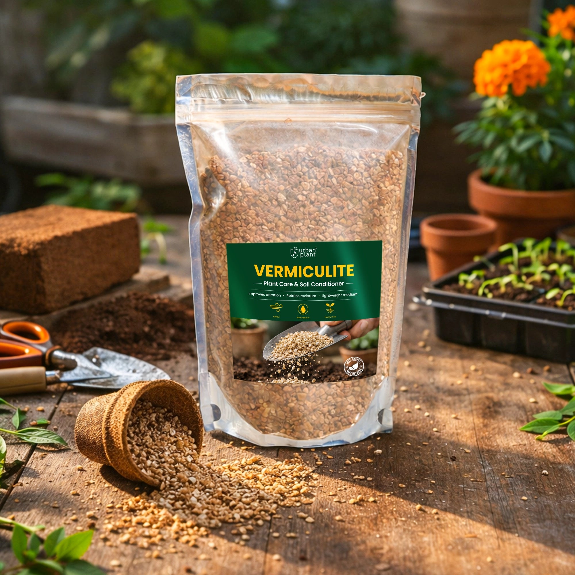 Vermiculite for Plants, Natural Soil Conditioner and Root Growth Enhancer Urban Plant 250 Gram
