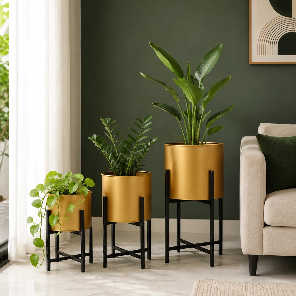 Scandinavian Planters - (Set of 3) Gold Urban Plant