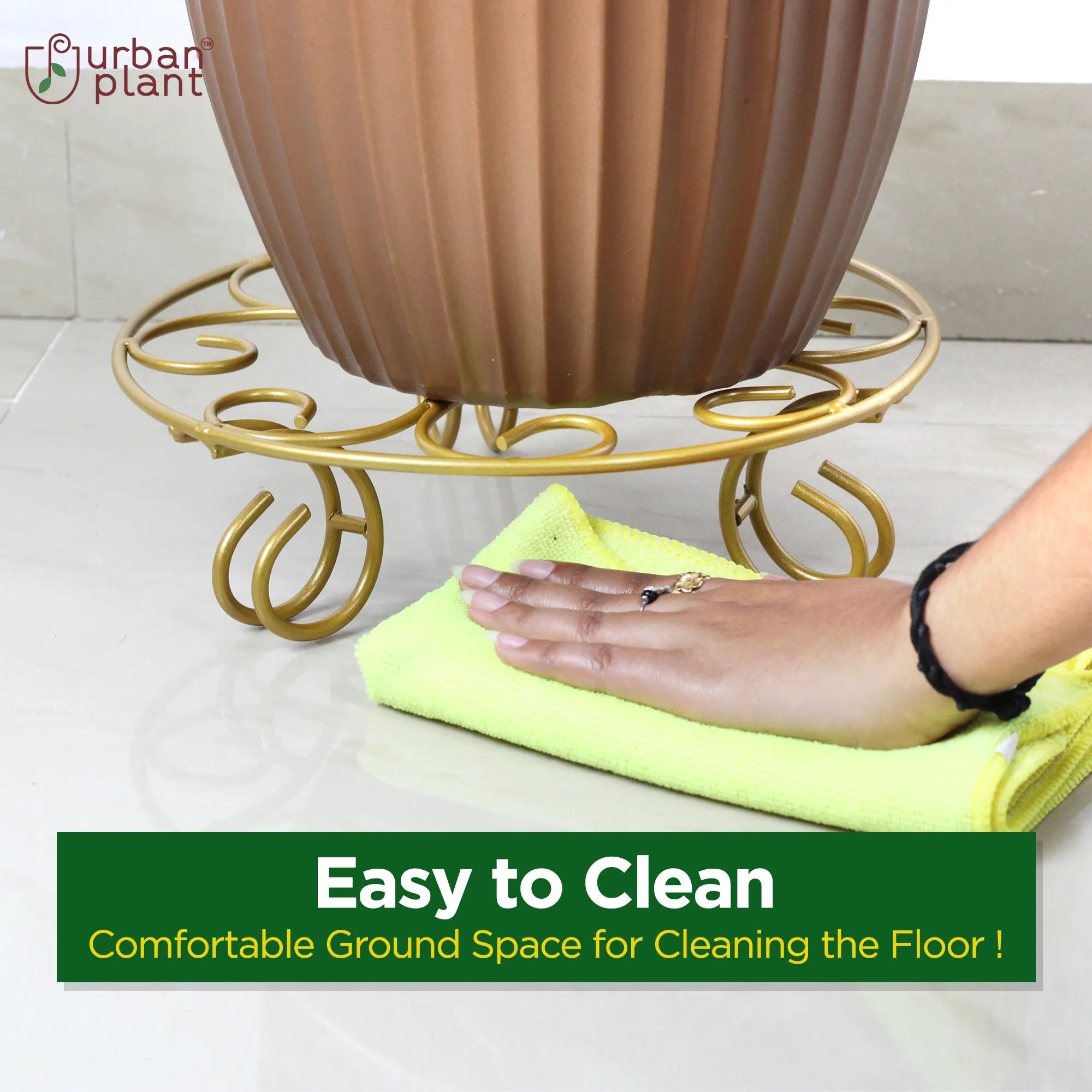 Indoor Designer Metal Pot Stands (Set of 4) (1212, Gold) Urban Plant