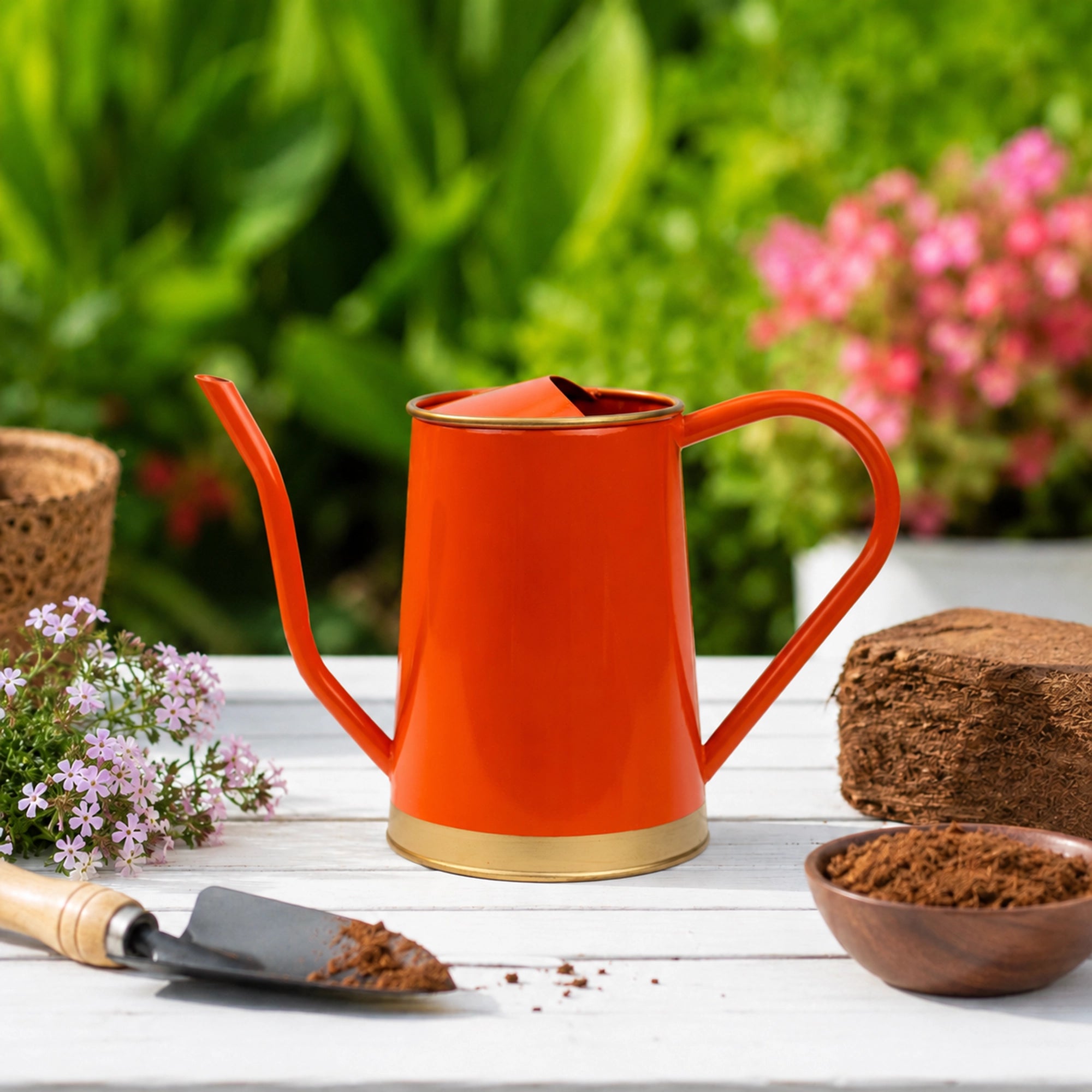 Urban Plant Metal Watering Can - 1.5 L for plants in orange color
