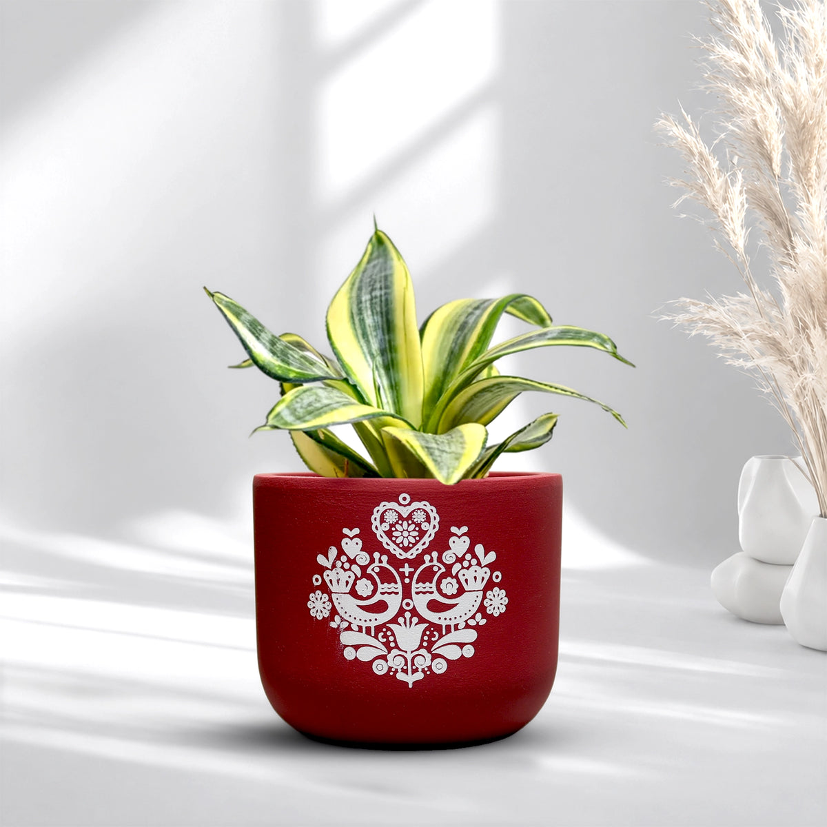 Urban Plant Folk Heart Terracotta Pot