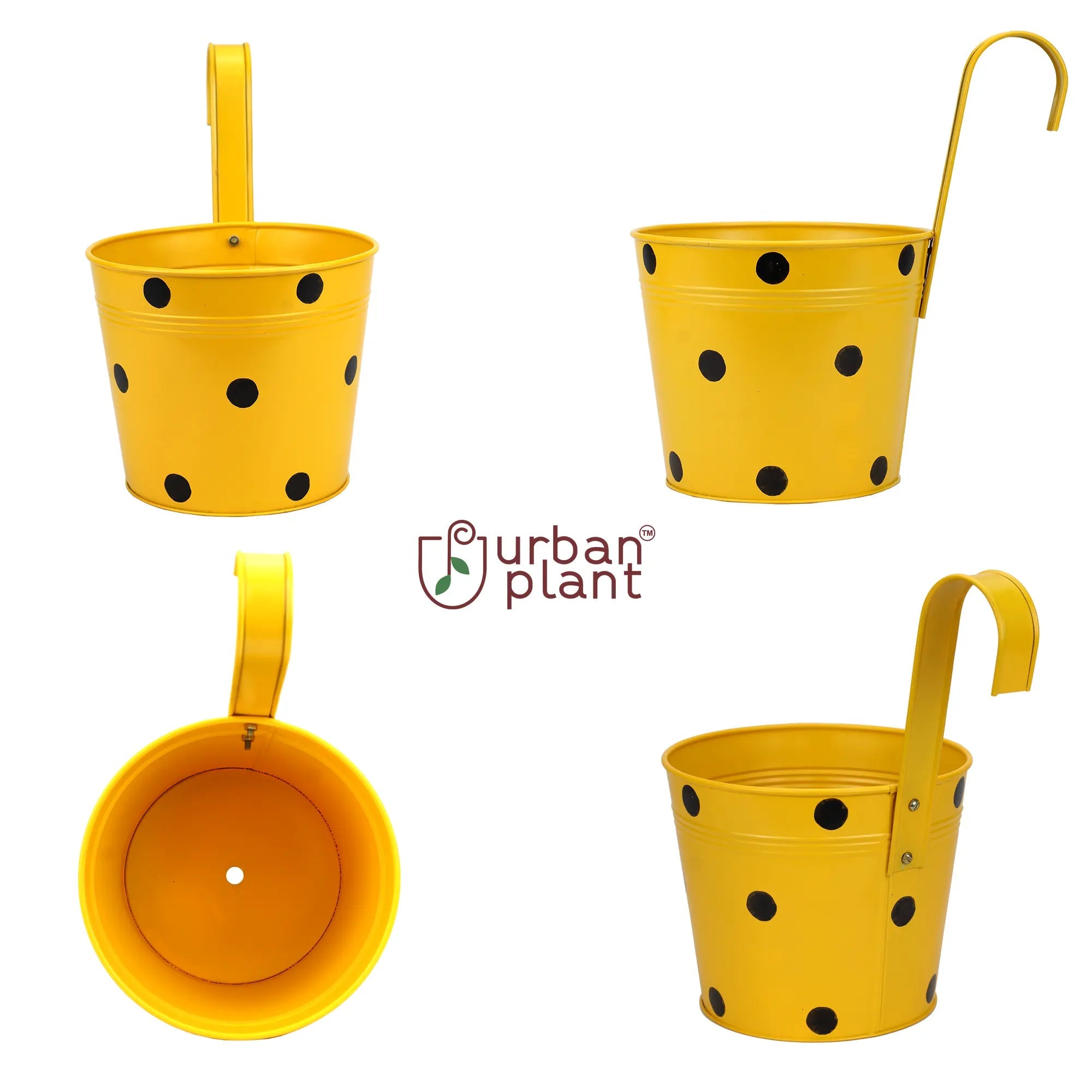 Round Shape Railing, Balcony Hanging Dotted Metal Planters (Multicolored) (Set of 5) Hanging Decor Urban Plant