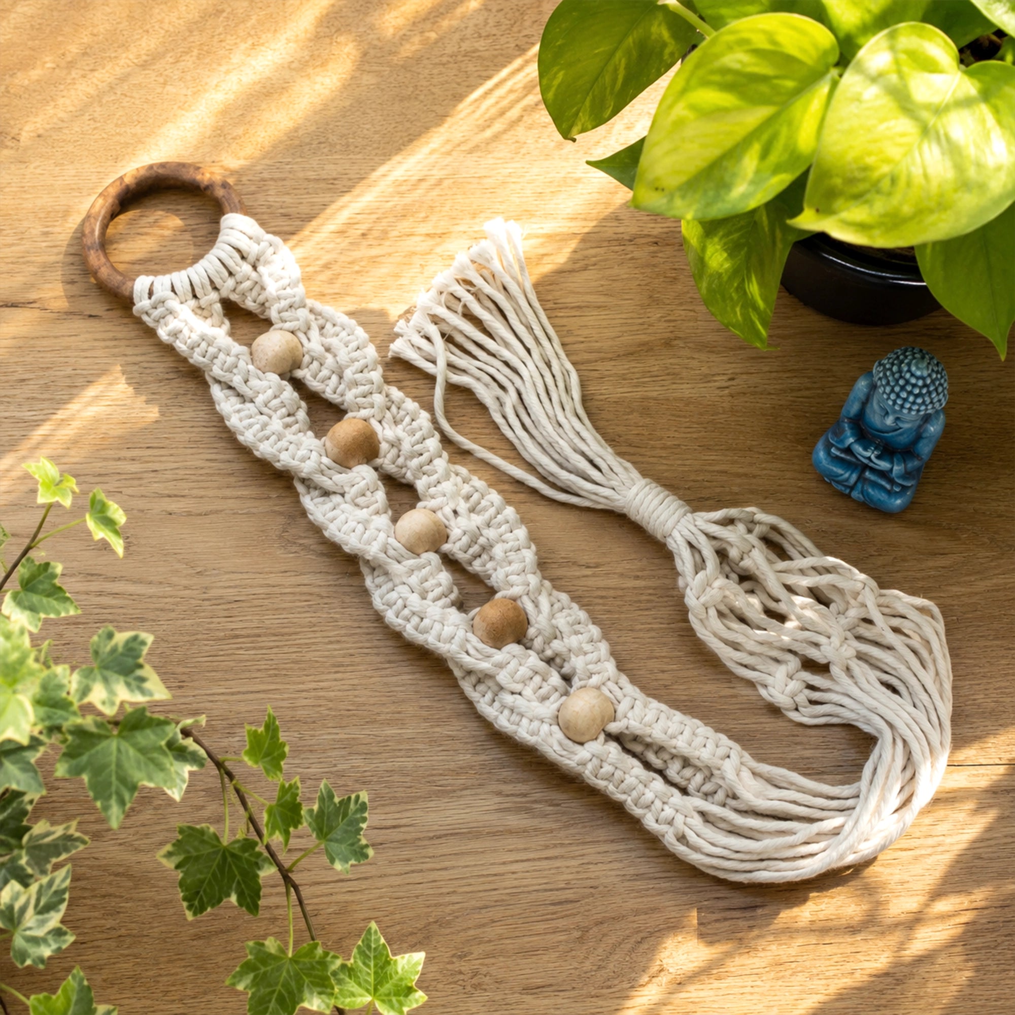 Urban Plant Woody Wood Macrame Plant Hanger