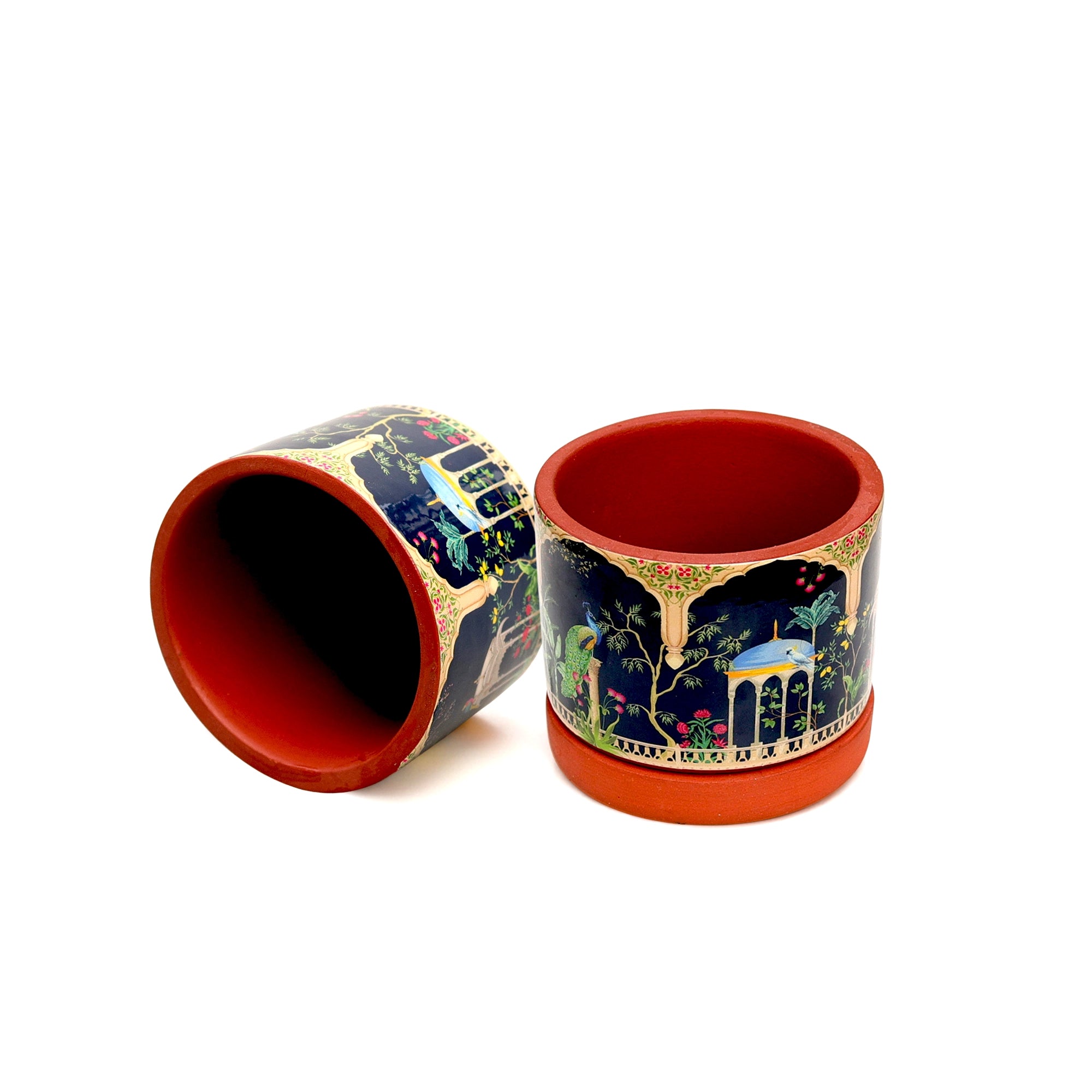 Riyasat 3D Print Terracotta Pot With Saucer full product