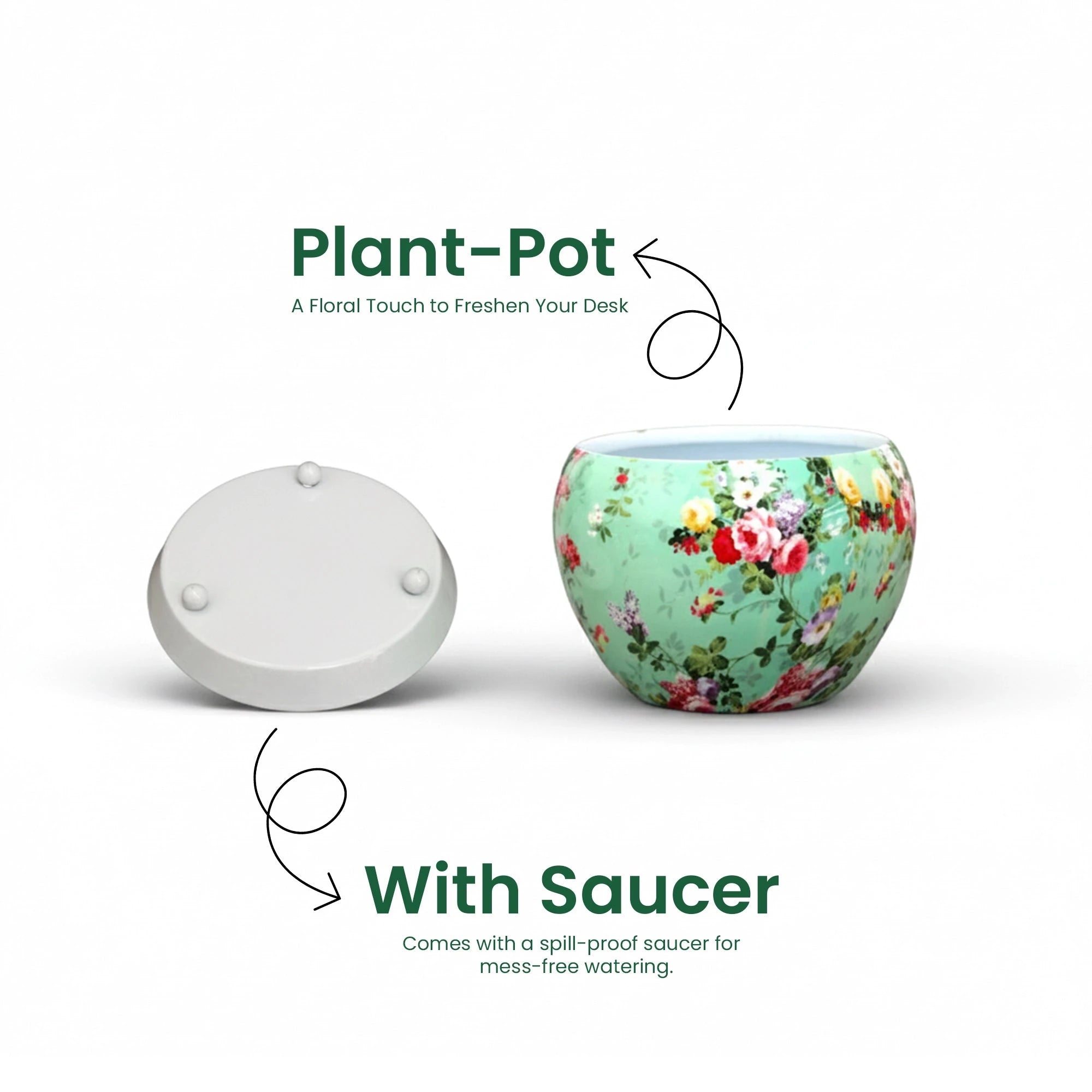 Flora Metal Pot with Saucer Metal Planter Urban Plant