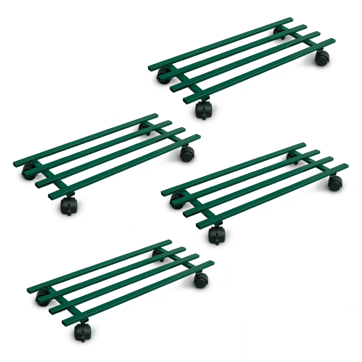 Urban Plant Rectangular Caddy with Wheel Rolling Plant Stand (Green - Set of 4)