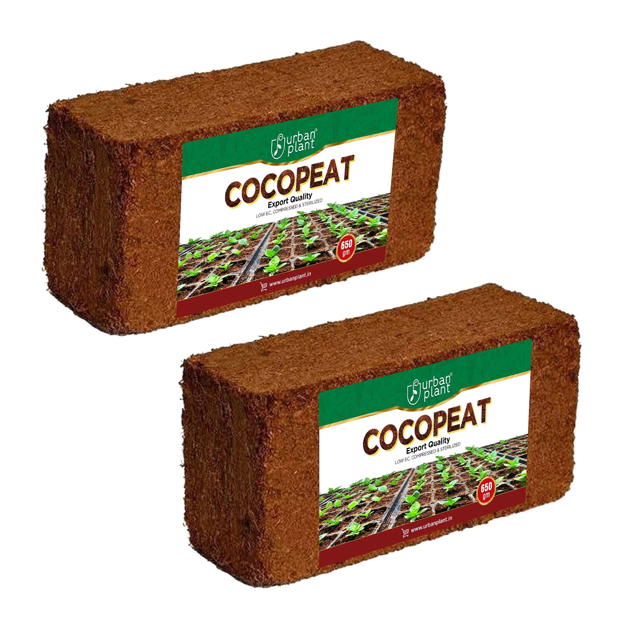 Cocopeat Brick 650 Gram Potting Mix Urban Plant Pack of 2 