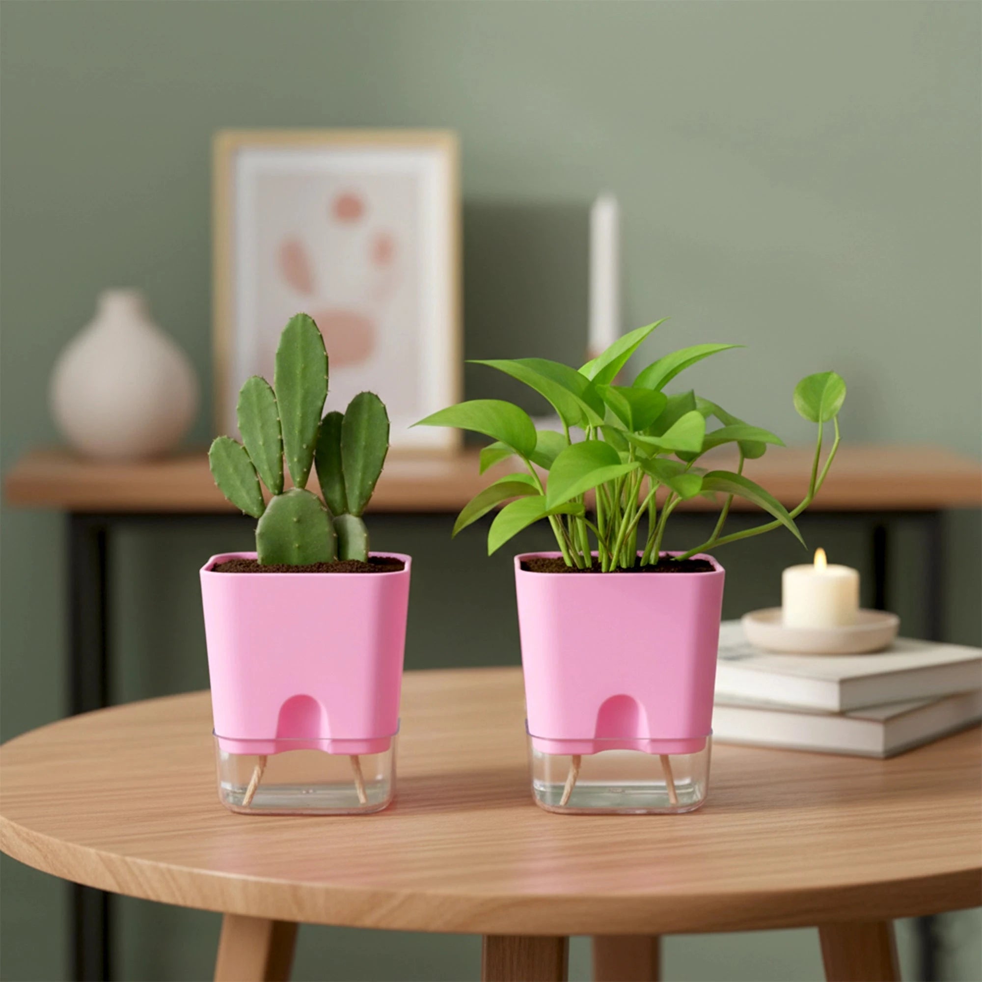 Aquaflow Self Watering Pot Plastic Pot Urban Plant Pink 2