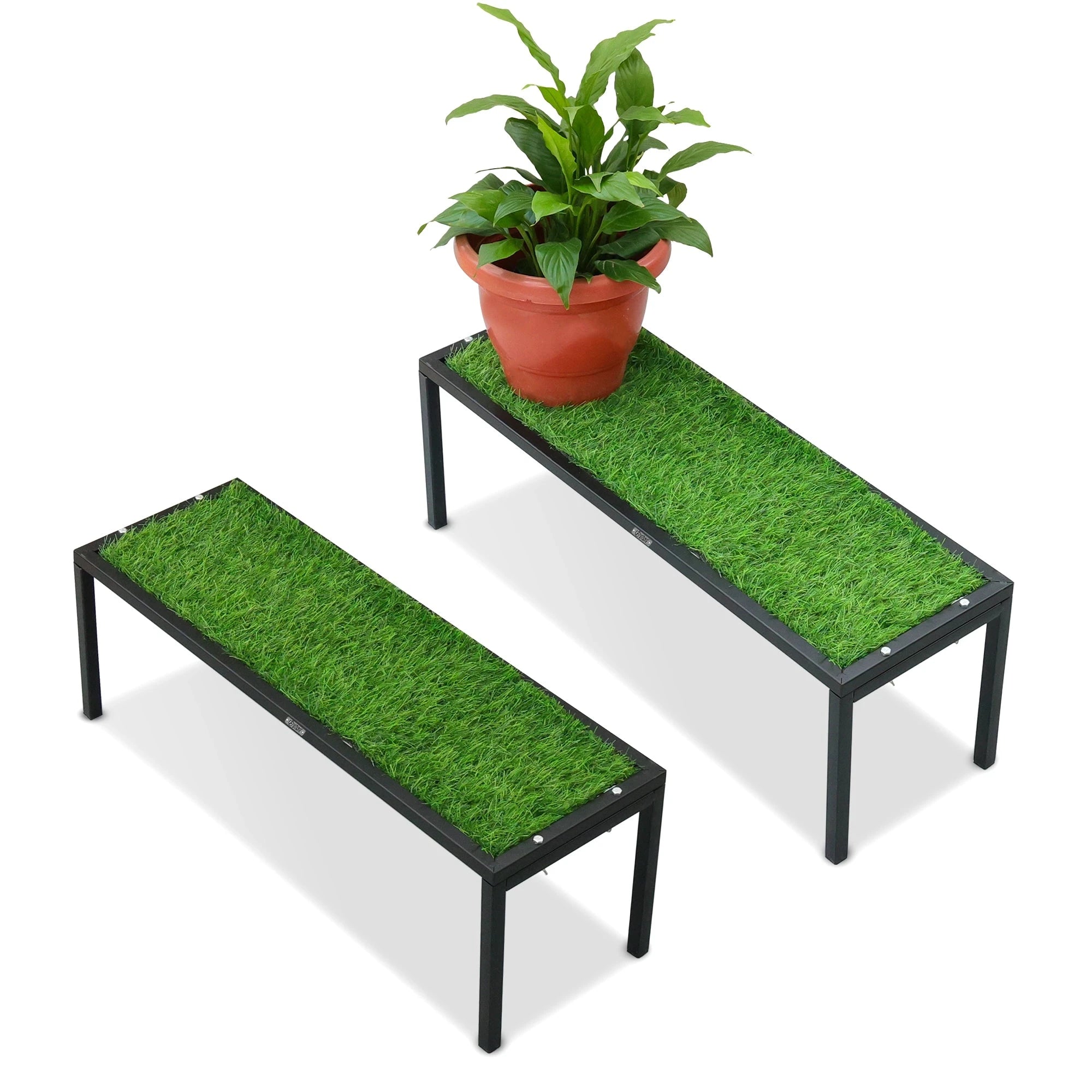plastic plant bench Urban Plant Apollo Plant Stand with Green Grass (Black – Set of 2)