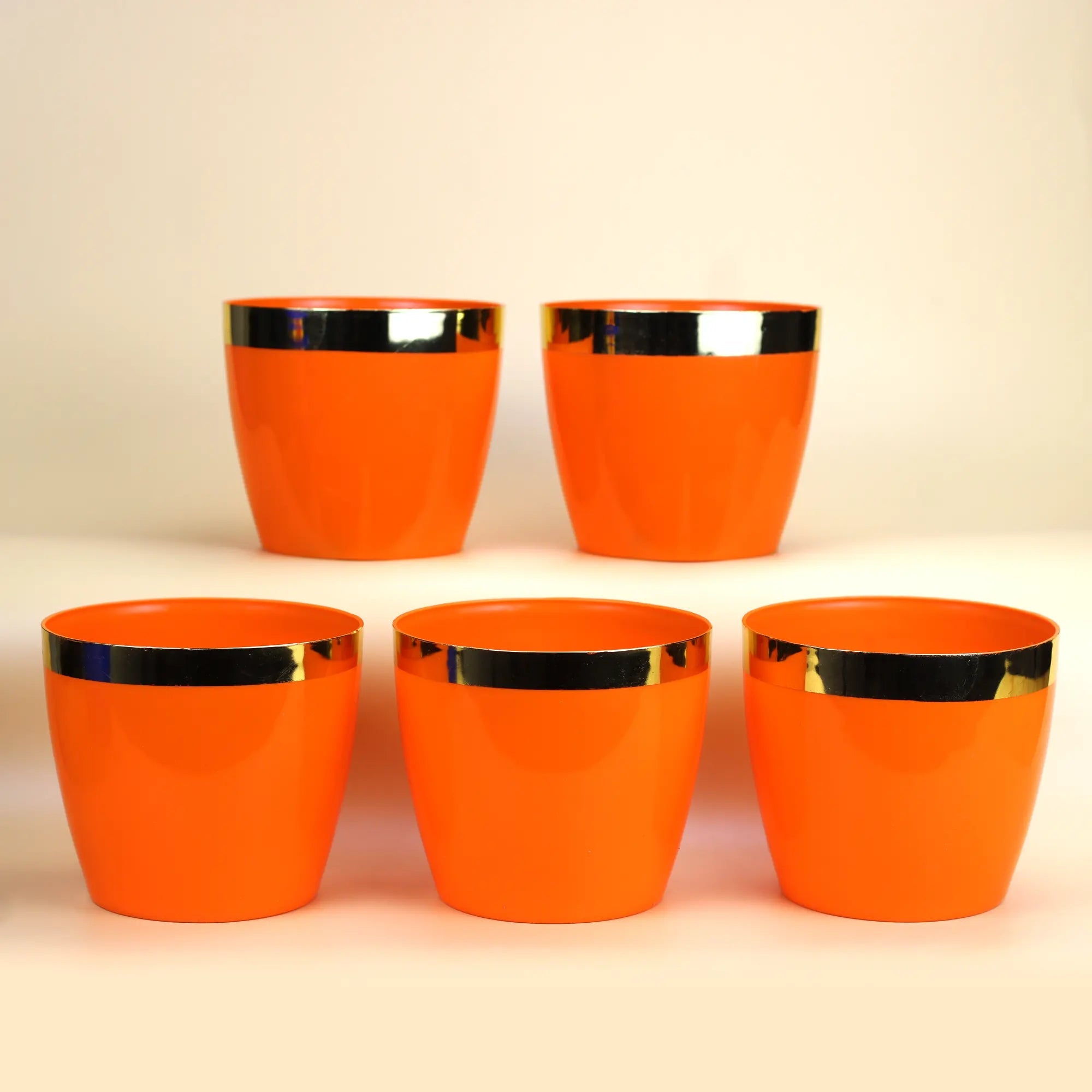 Mini Plastic Pots (5 inch) - Set of 5 Urban Plant Orange 