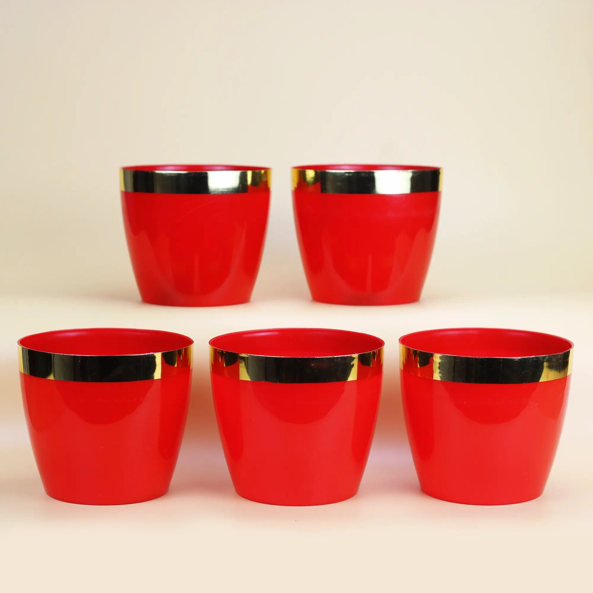 Mini Plastic Pots (5 inch) - Set of 5 Urban Plant Red 