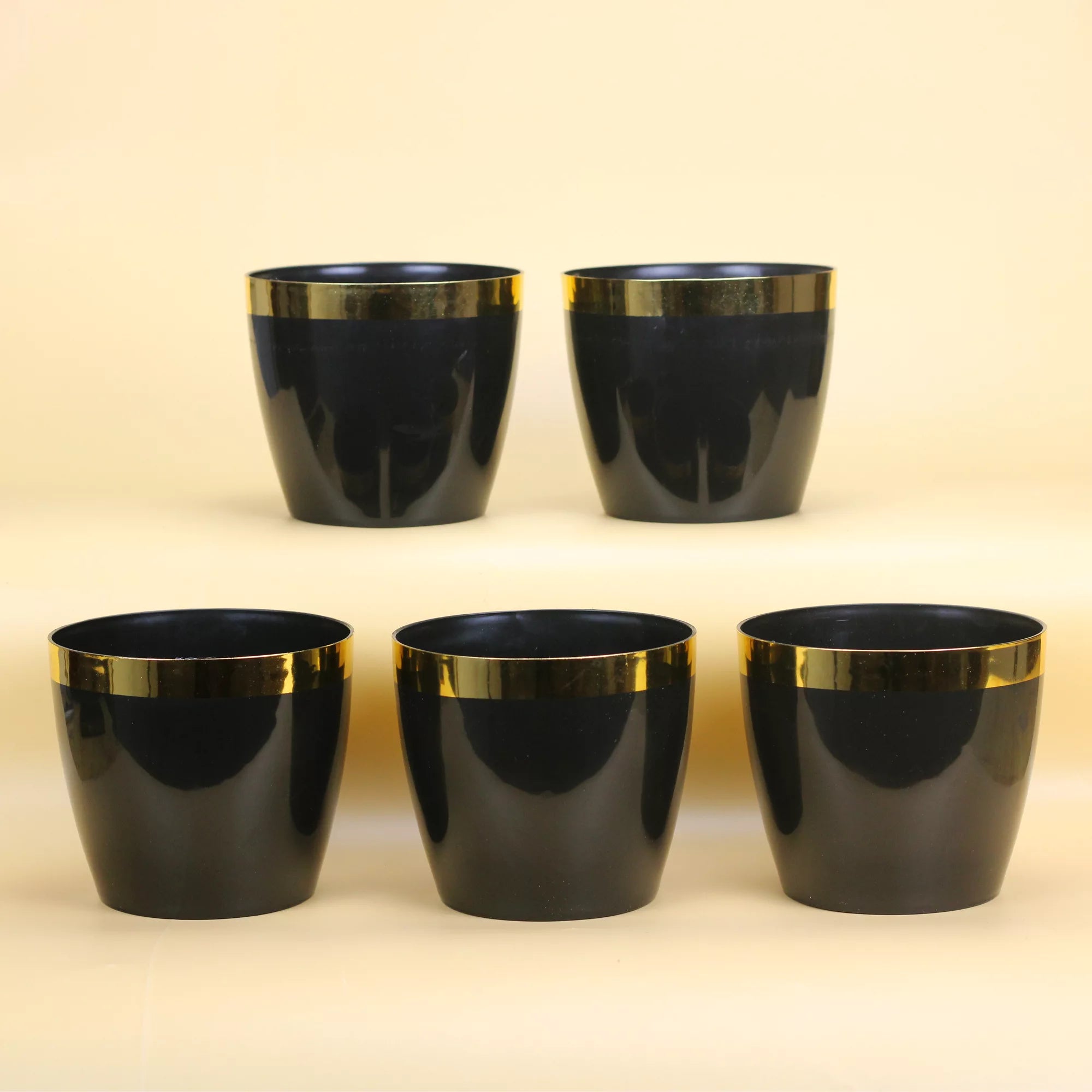 Mini Plastic Pots (5 inch) - Set of 5 Plastic Pot Urban Plant Black 