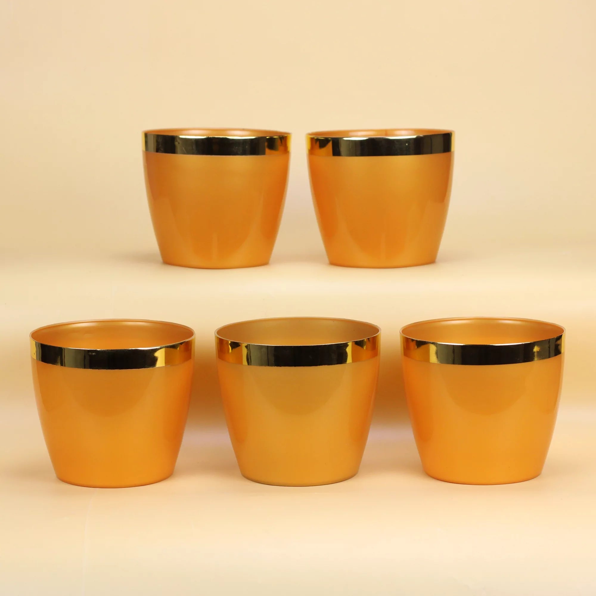 Mini Plastic Pots (5 inch) - Set of 5 Plastic Pot Urban Plant Mustard 