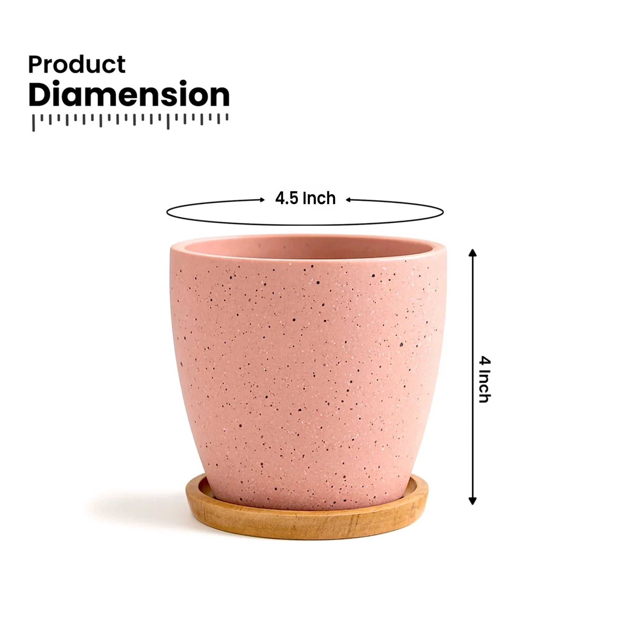 Terrazzo Terracotta Pot With Wooden Saucer