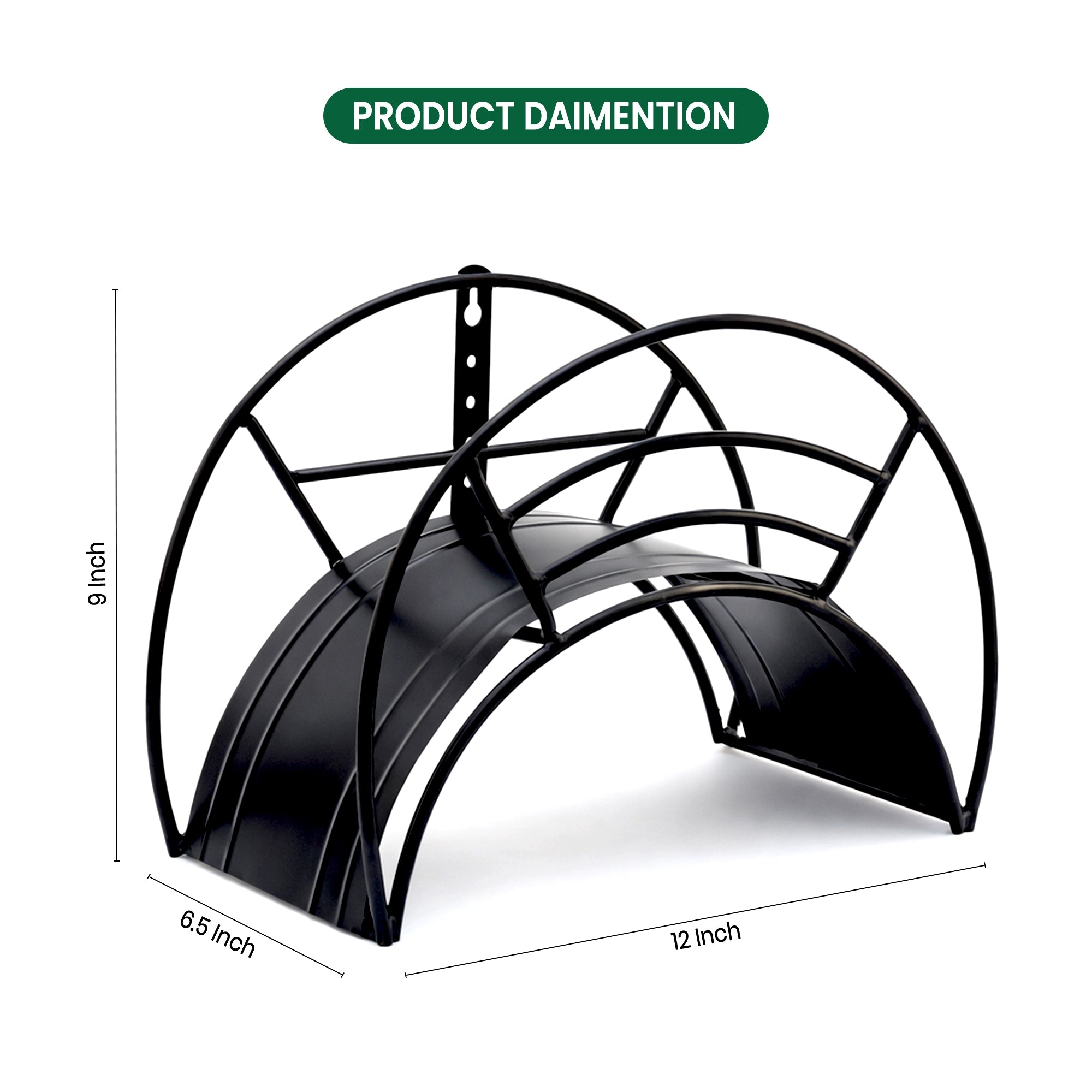 Urban Plant Wall Mount Garden Hose Hanger (Black) product dimension