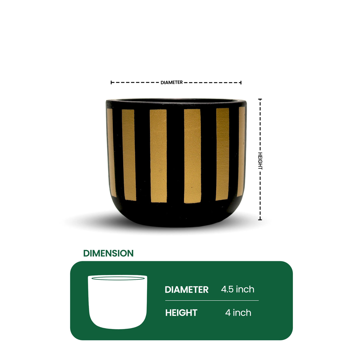 Urban Plant Neo Stripe Terracotta Pot Color Black Gold