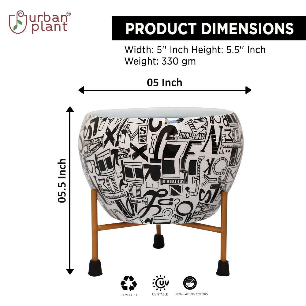 Metalora Table-Top Metal Pot with Stand Metal Planter Urban Plant