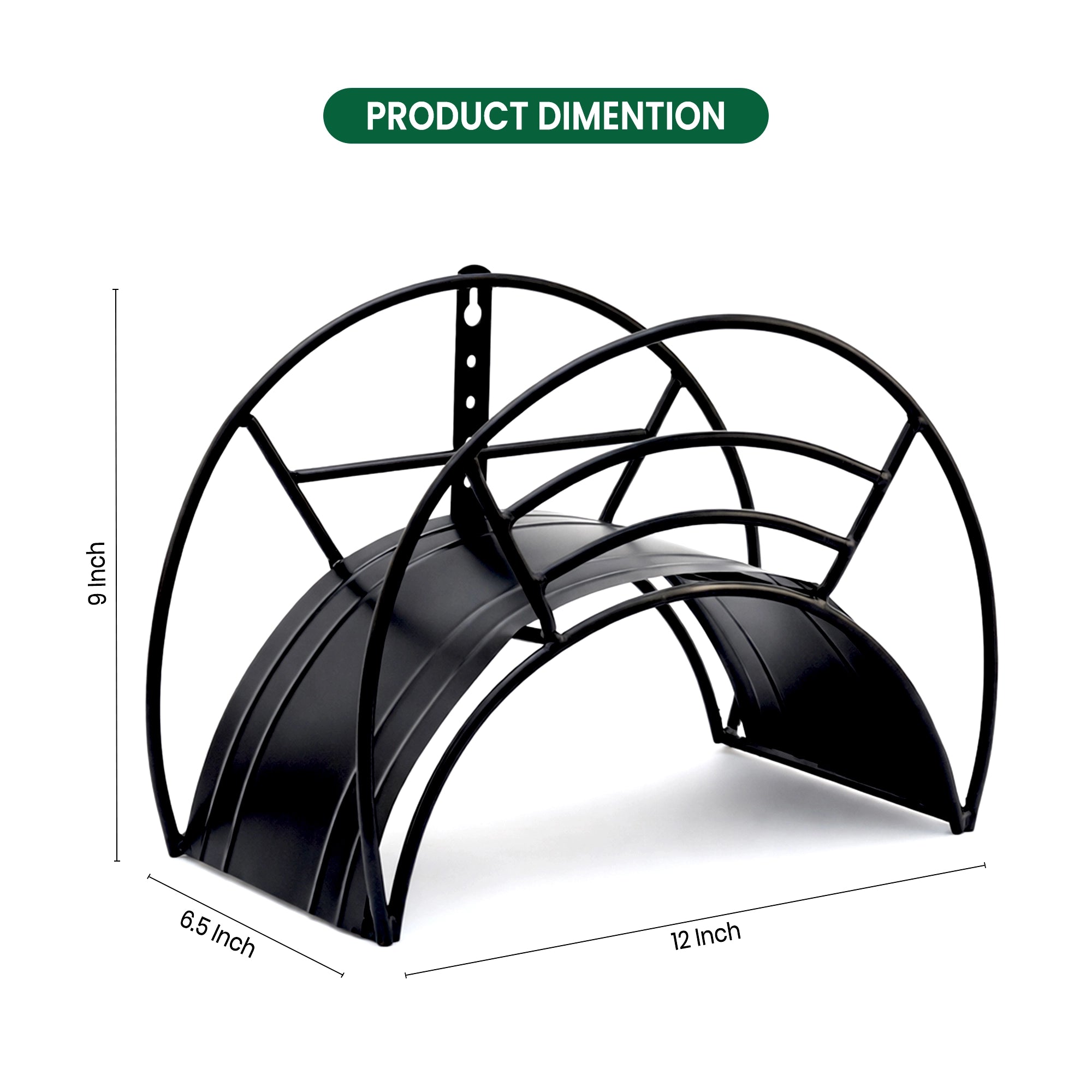 Urban Plant Wall Mount Garden Hose Hanger (Black) product dimension