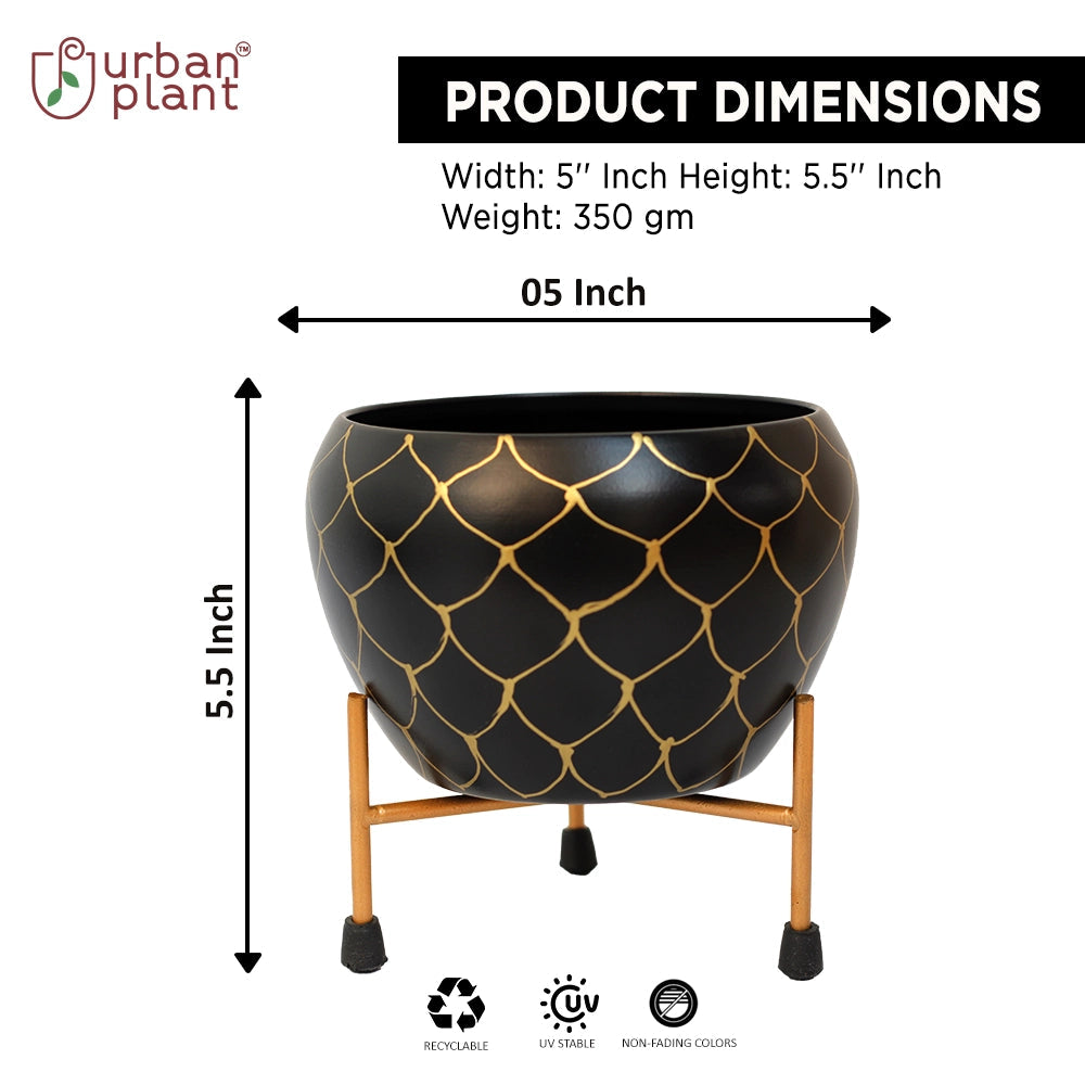 Potique Table-Top Metal Pot with Stand Metal Planter Urban Plant