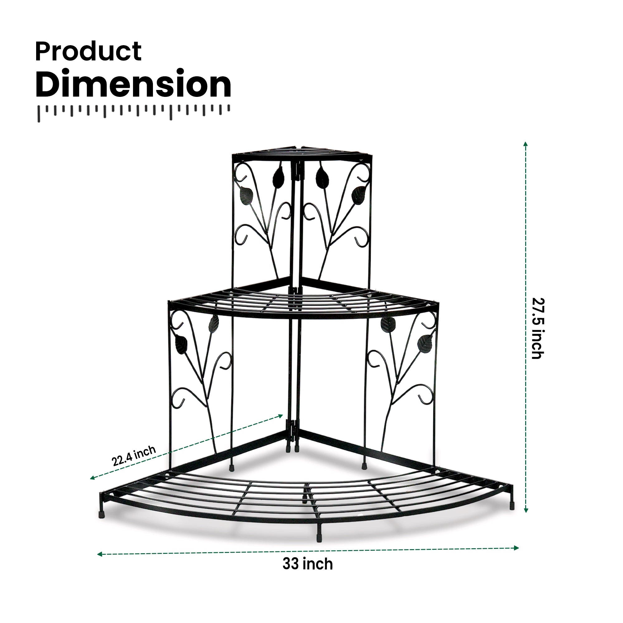Urban Plant 3 Tier Corner Metal Stand for Compact Spaces