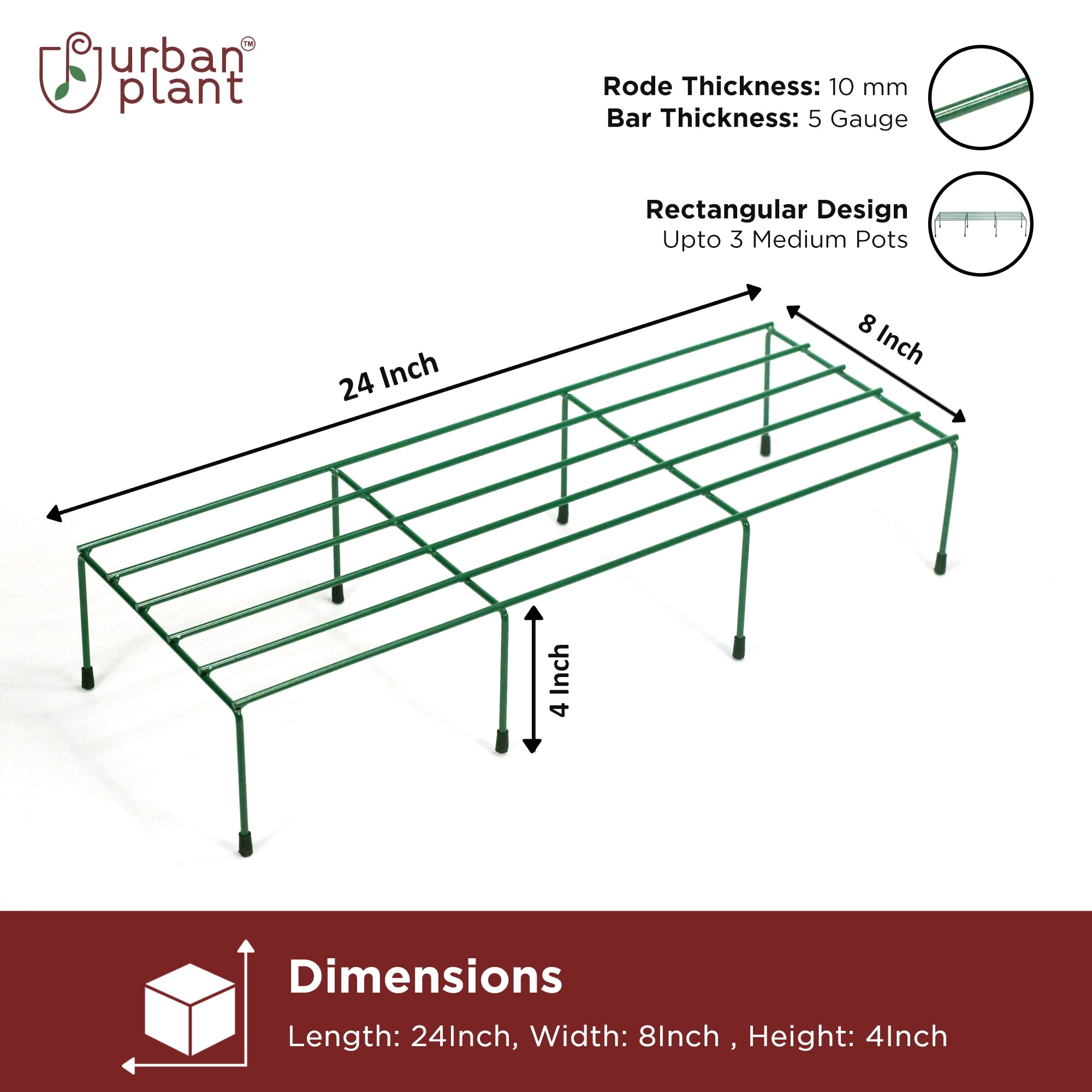 Comrade Metal Planter/Pot Stand for Garden - Green Metal Stand Urban Plant 