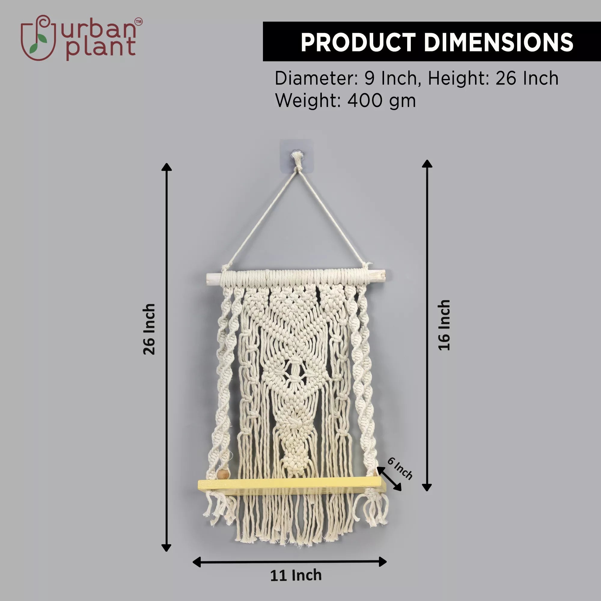 Sleeky Wood Macrame Plant Hanger Hanging Planter Urban Plant