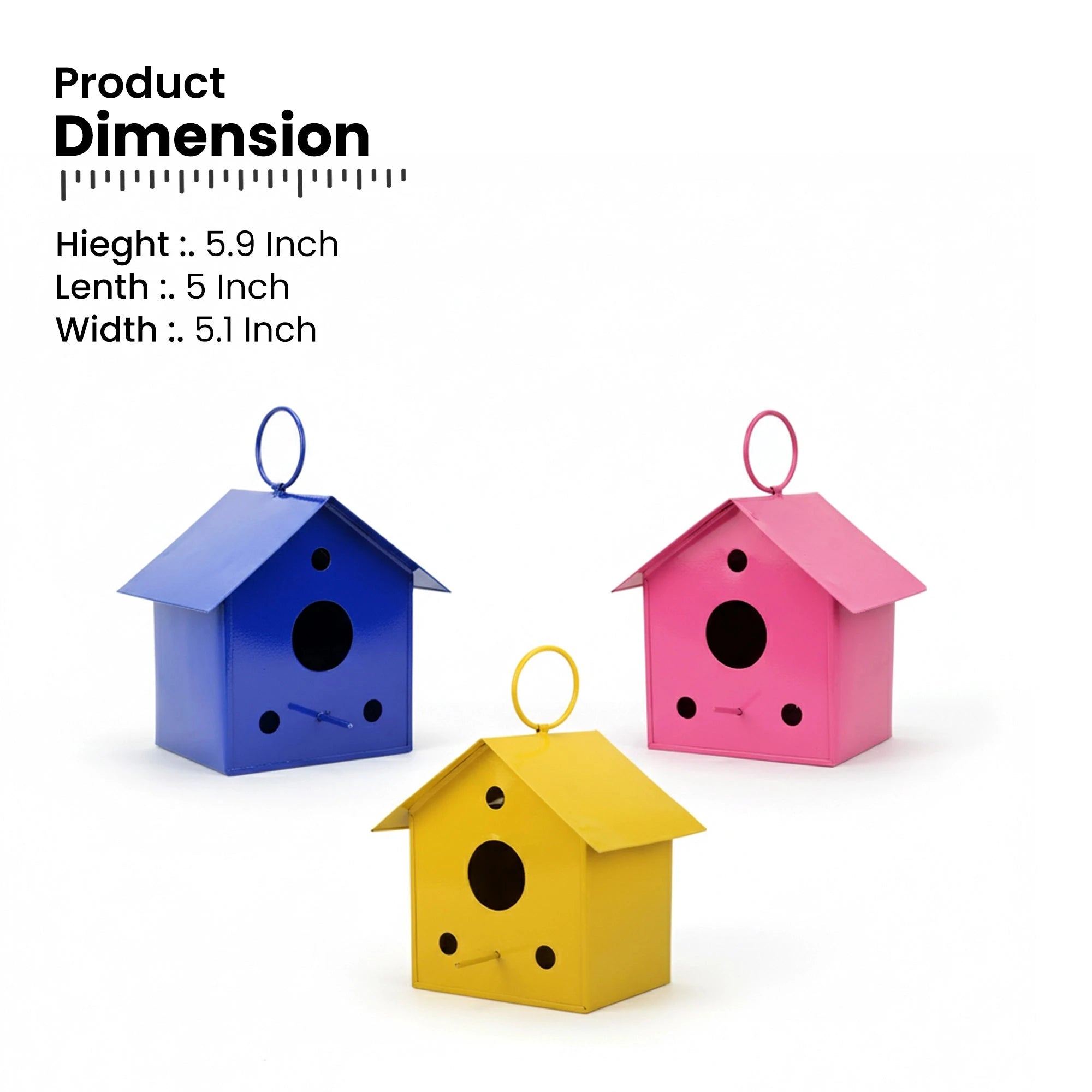 Urban Plant Metal Hanging Bird House - (Set of 3) Bird House Urban Plant