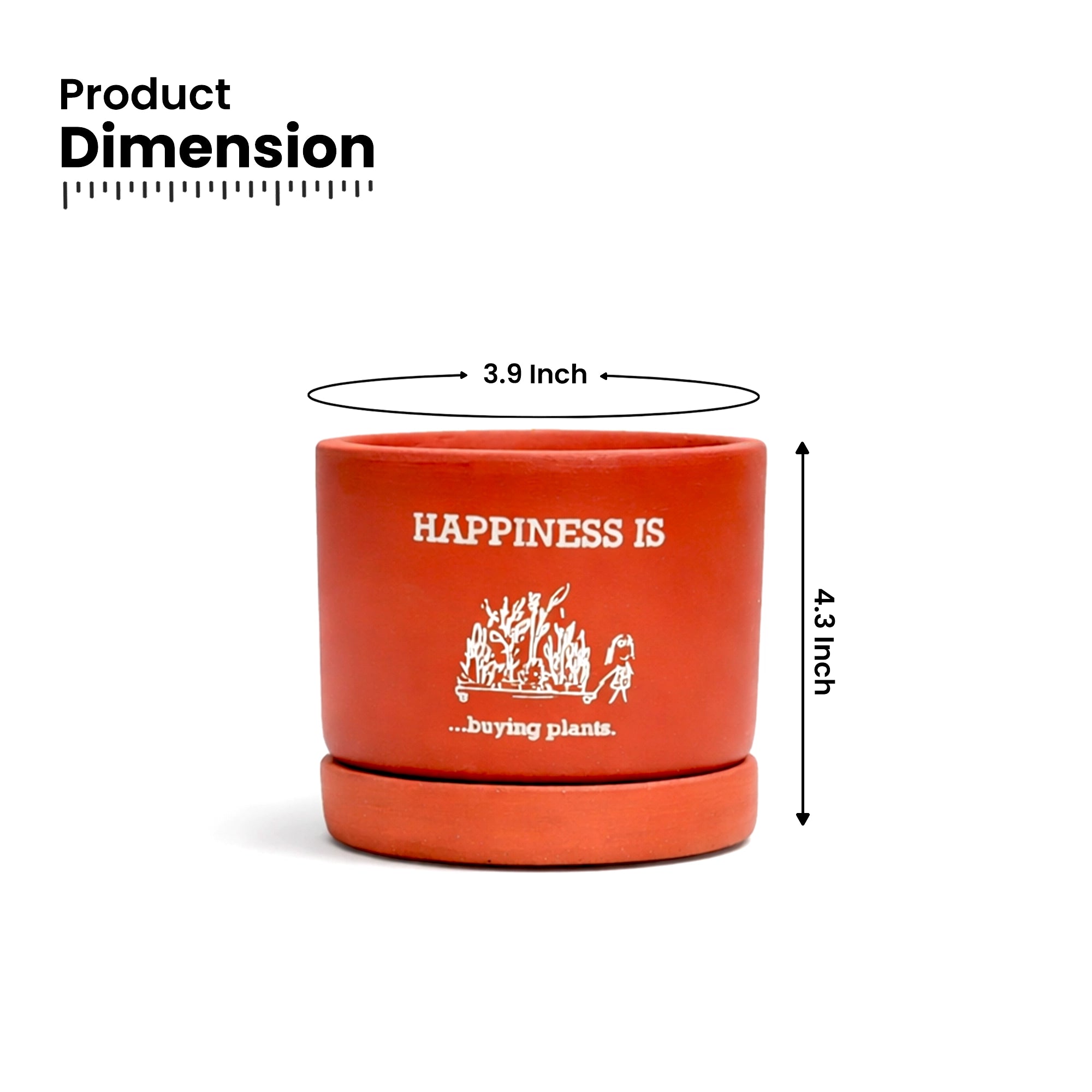 Joy Root Terracotta Pot with Saucer product dimension