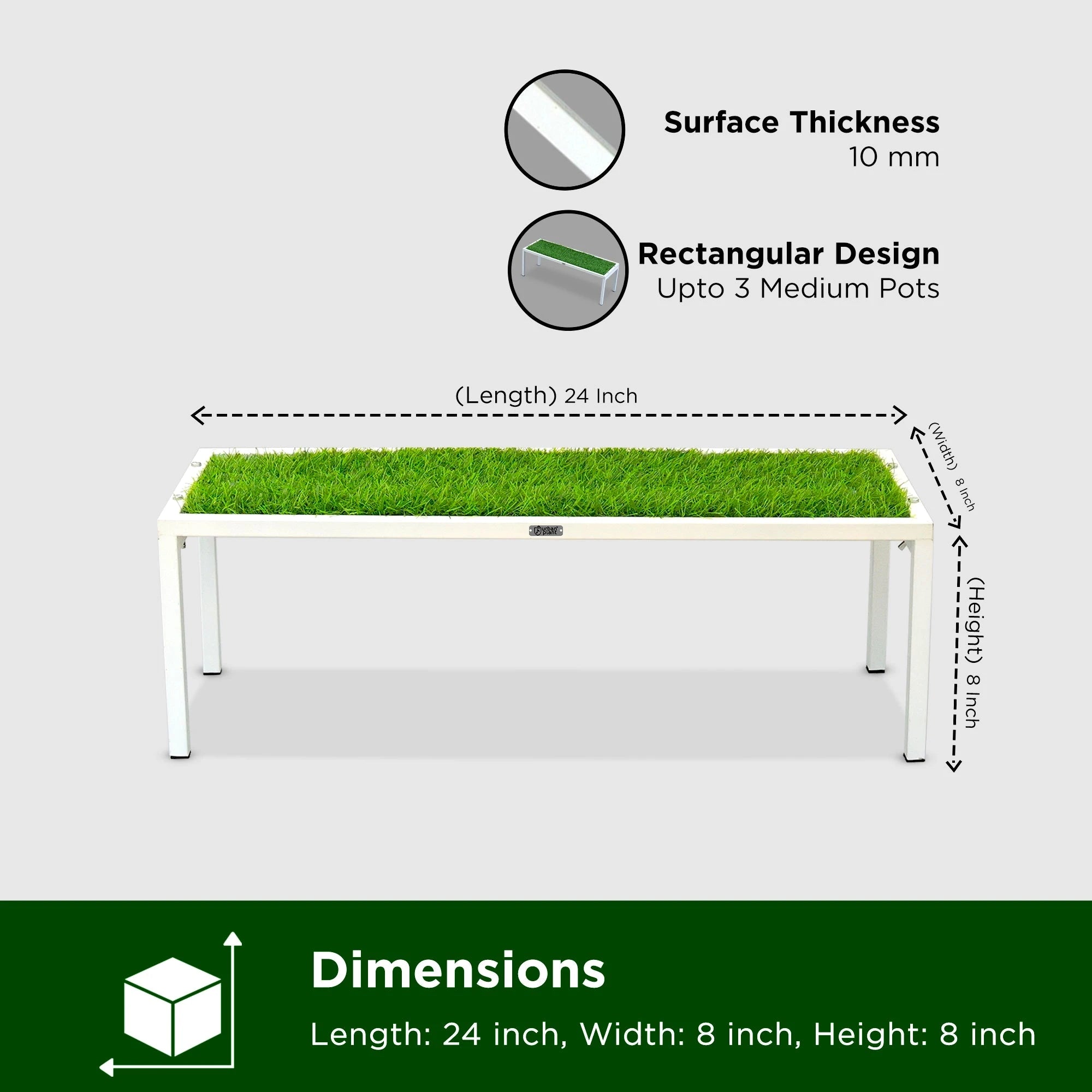Urban Plant Apollo Plant Stand with Green Grass (White – Set of 2) Plant Stand Urban Plant