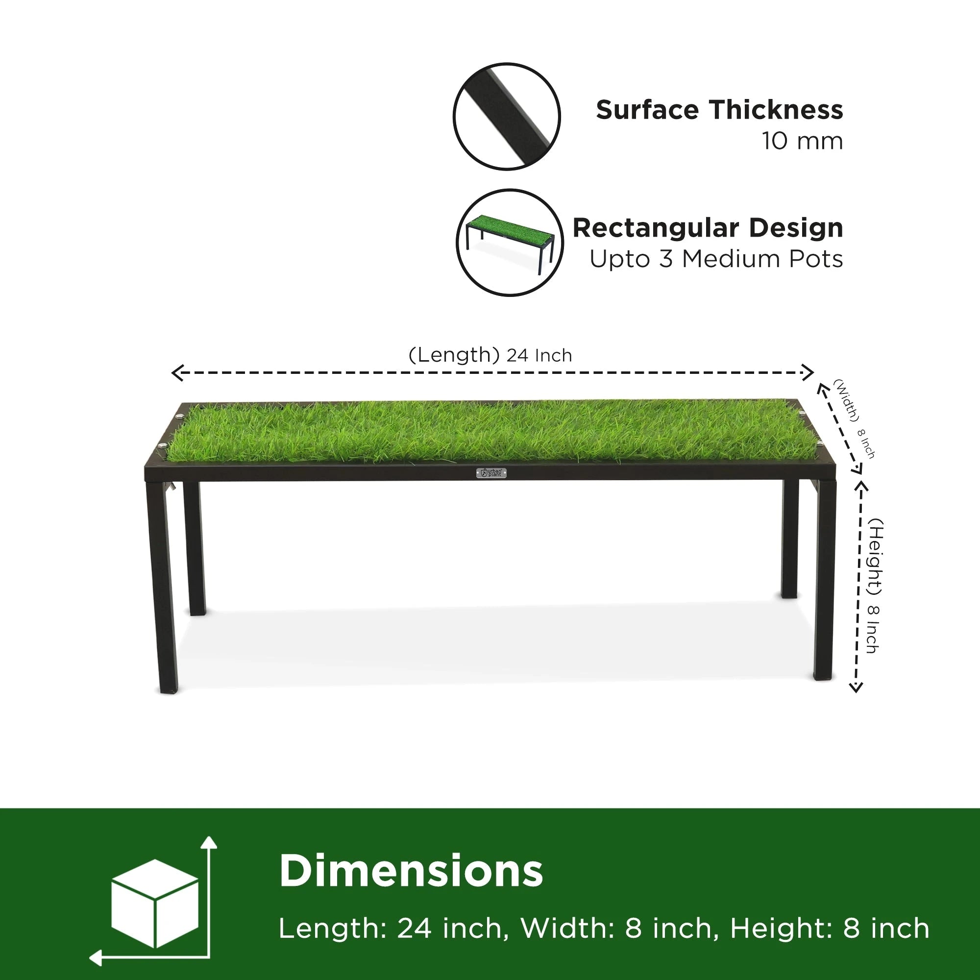 Urban Plant Apollo Plant Stand with Green Grass (Black – Set of 1) Plant Stand Urban Plant