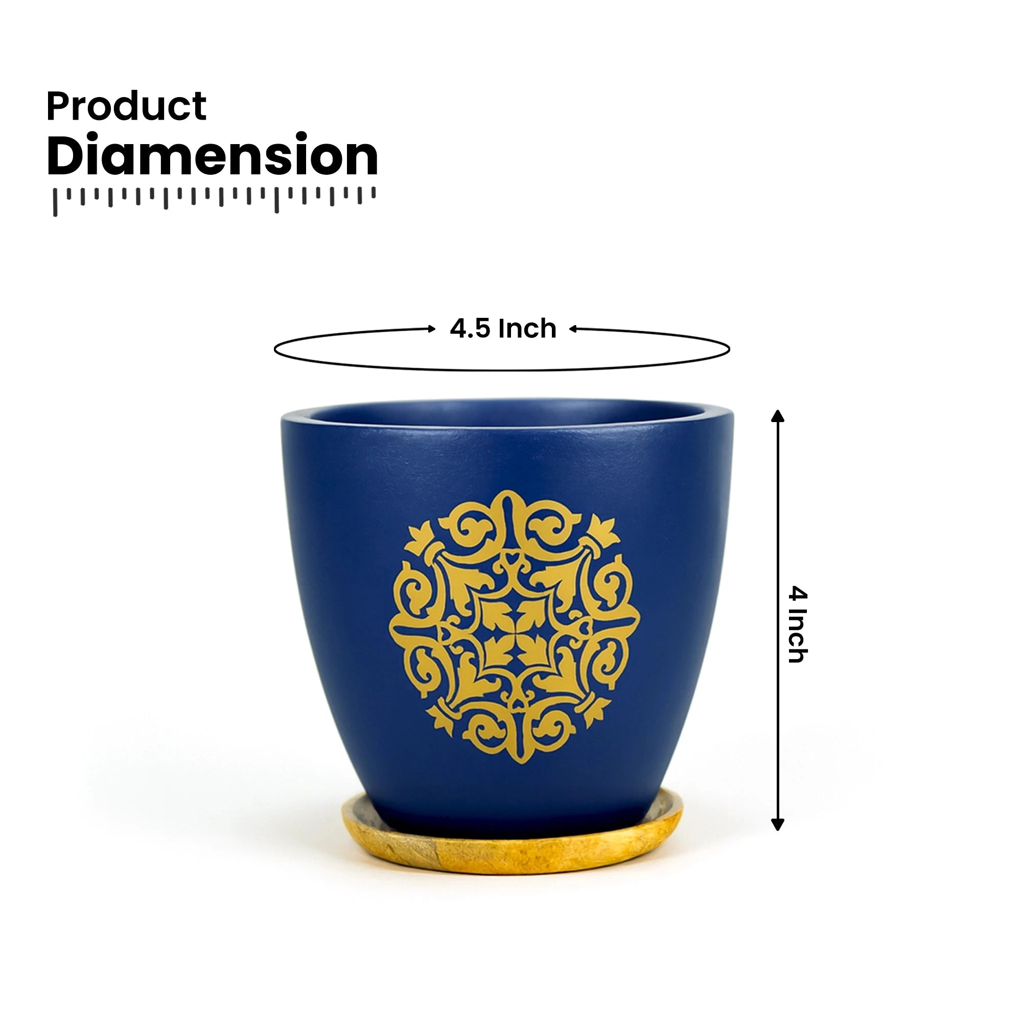 Motif Terracotta Pot With Wooden Saucer Urban Plant