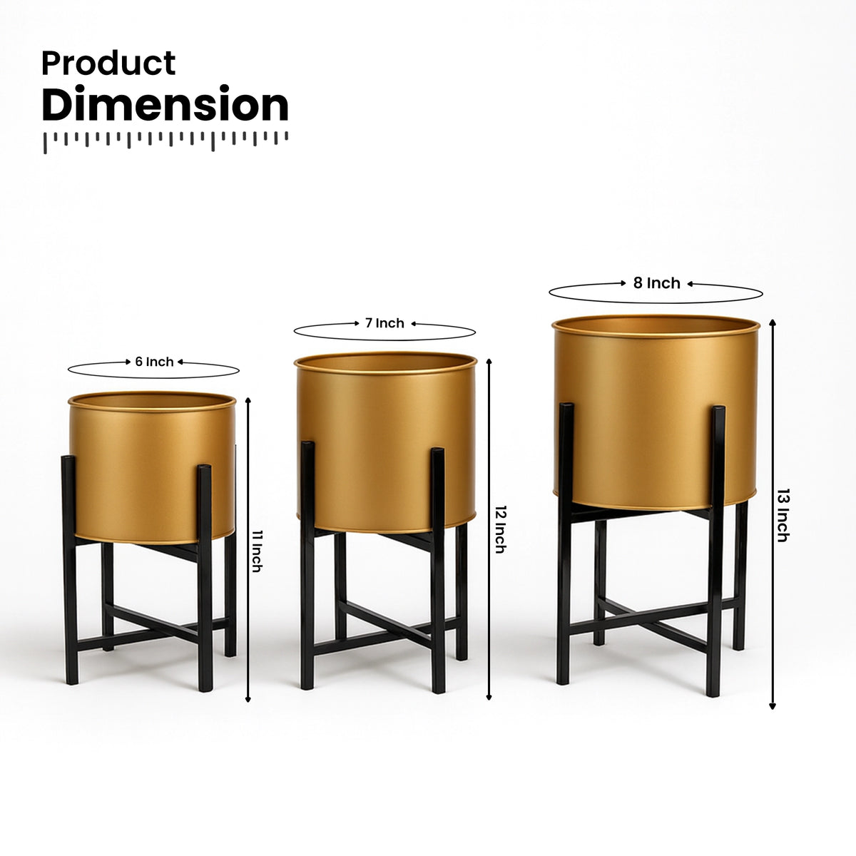Scandinavian Planters - (Set of 3) Gold Urban Plant