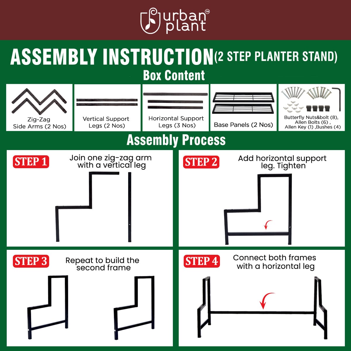 Urban Plant Heavy Duty 2 Step Planter Pot Stand Metal Stand Urban Plant