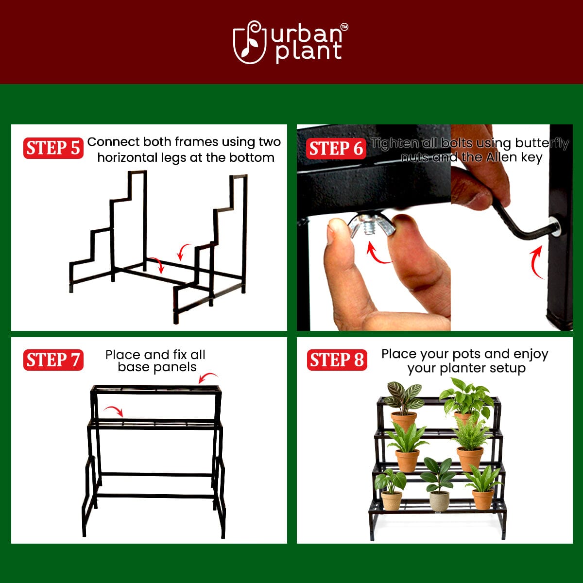 Urban Plant Heavy Duty 4-Step Planter Pot Stand Metal Stand Urban Plant