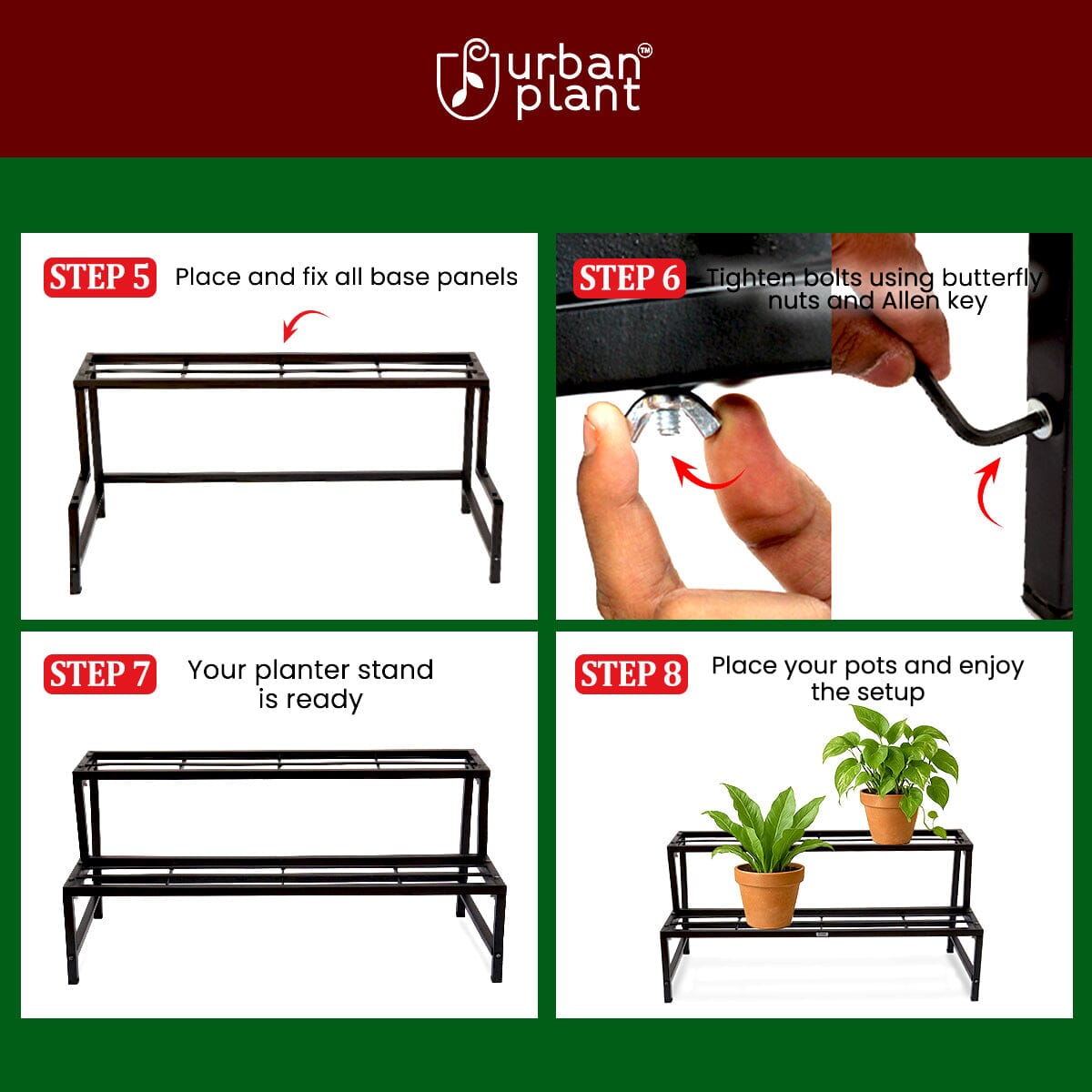 Urban Plant Heavy Duty 2 Step Planter Pot Stand Metal Stand Urban Plant