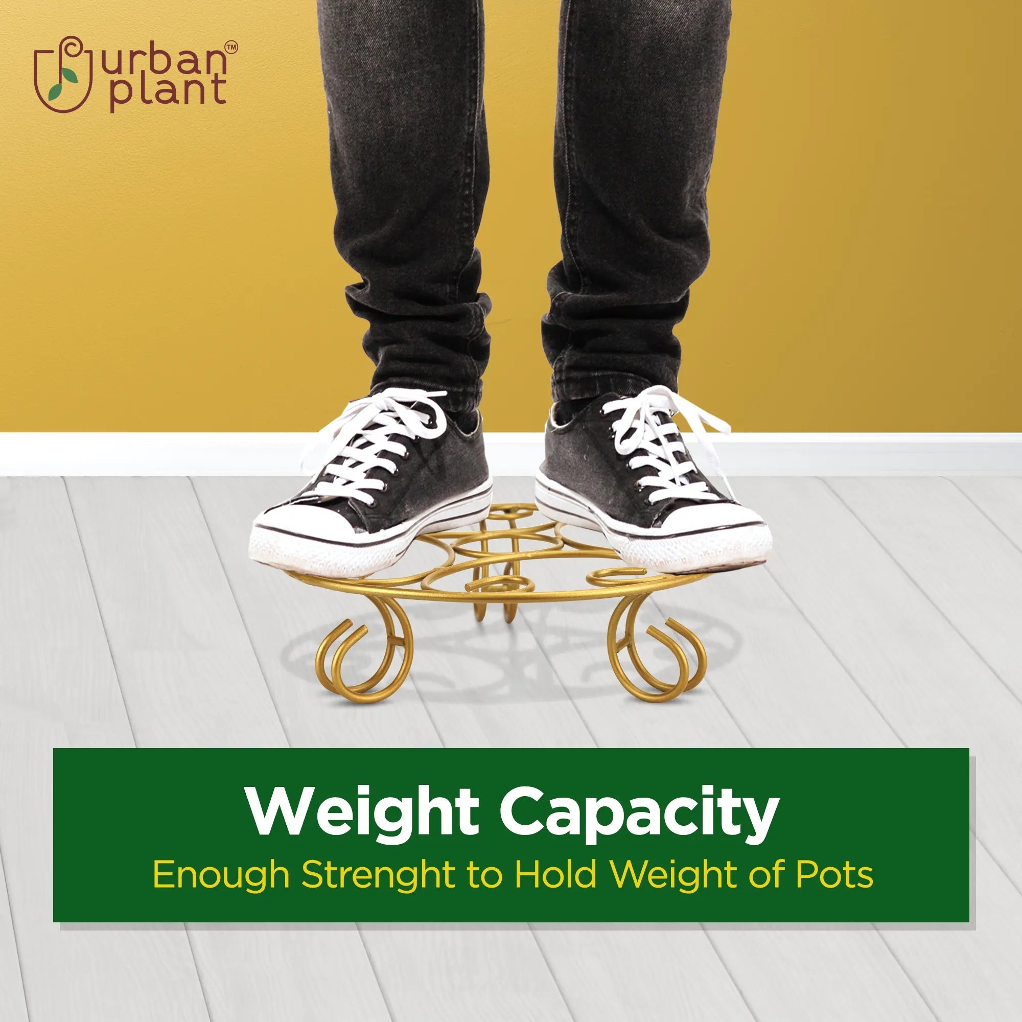 Indoor Designer Metal Pot Stands (Set of 4) (1212, Gold) Urban Plant