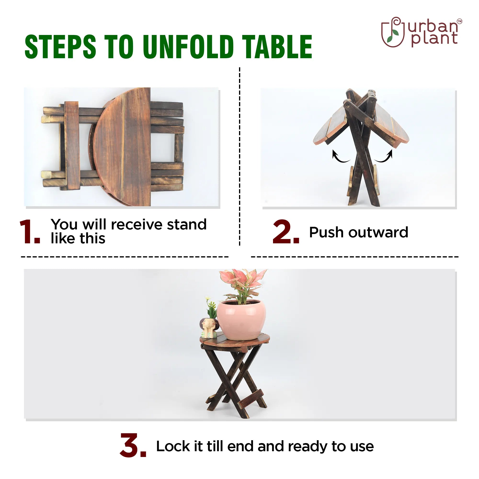 Lock-the-Block Wooden Stool Planter Pot Stand Urban Plant