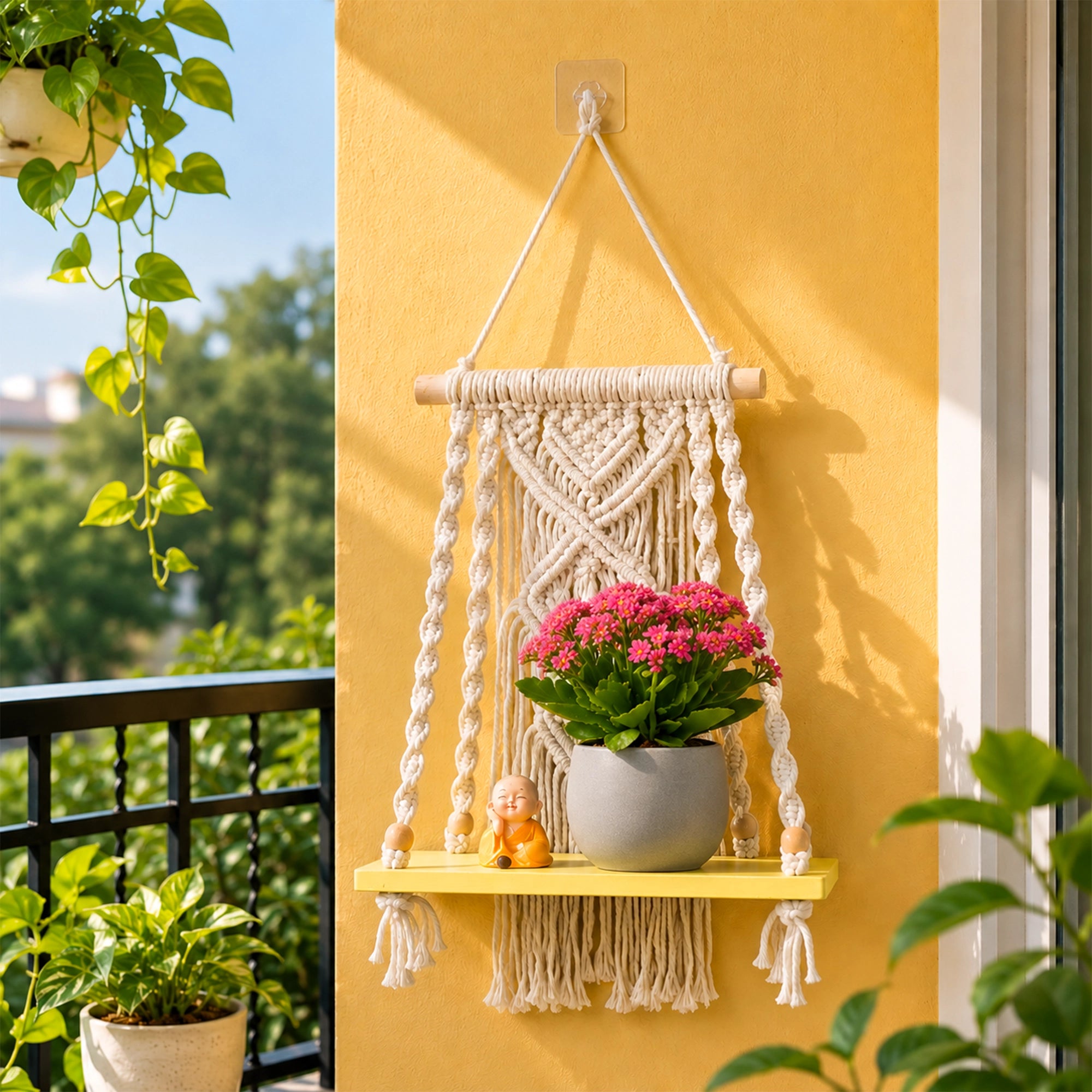 Urban Plant Sleeky Wood Macrame Plant Hanger