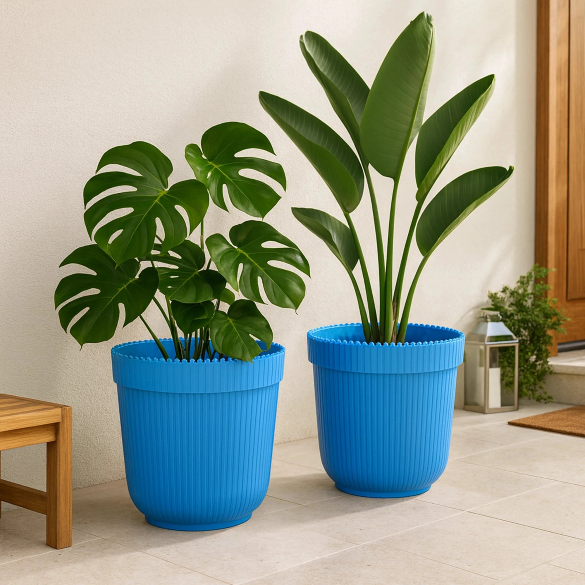 Polymer Round Pots - (Set of 2) Plastic Pot Urban Plant