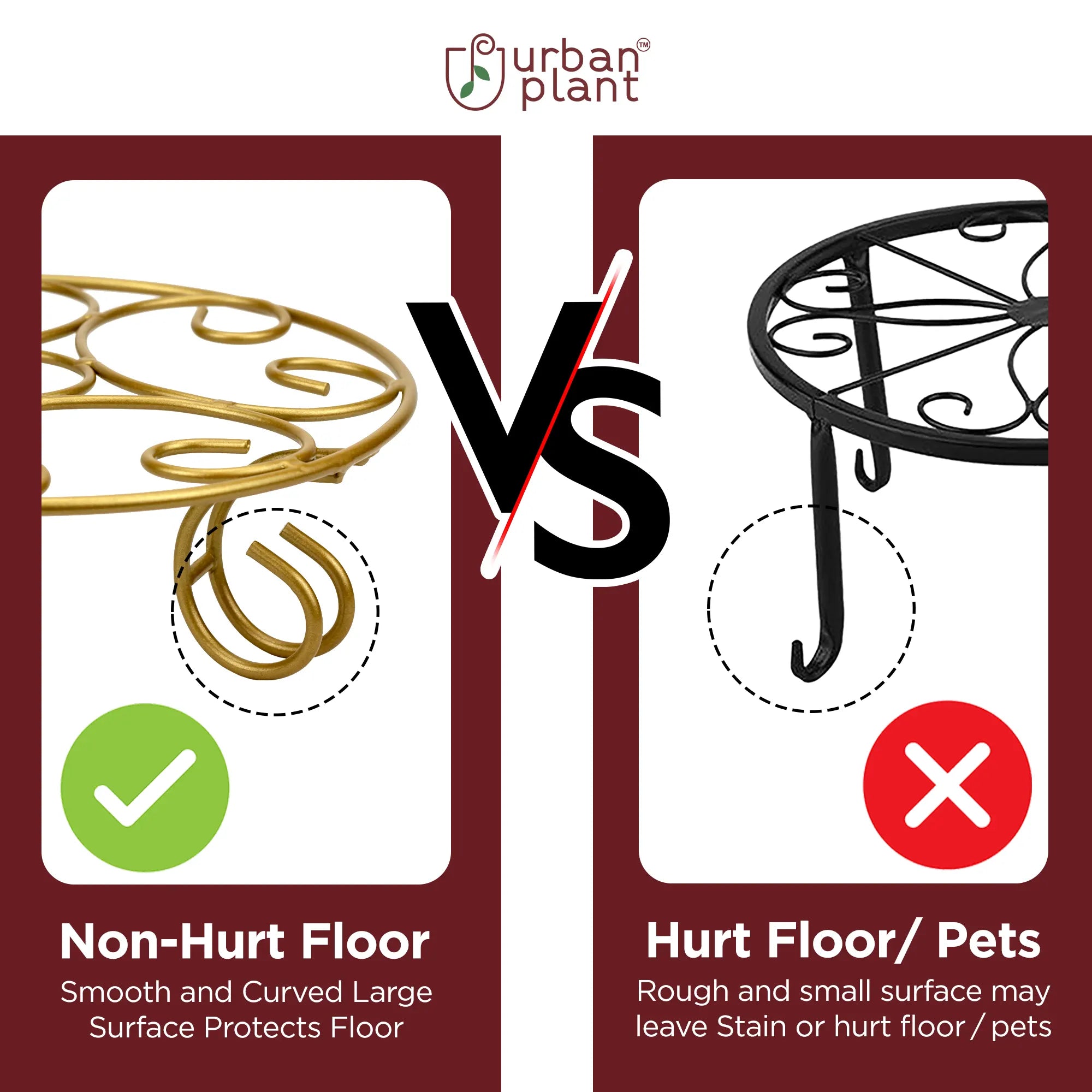 Indoor Designer Metal Pot Stands (Set of 4) (1212, Gold) Urban Plant